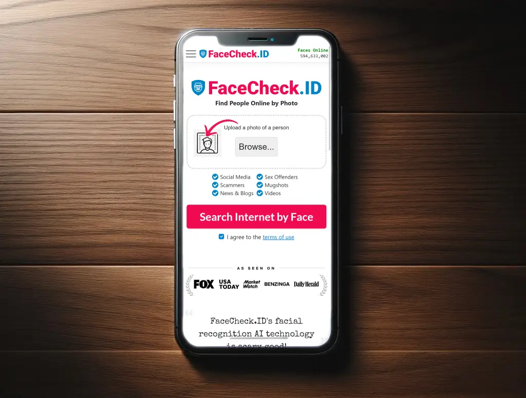 Step 1. Go to FaceCheck.ID Instagram Search Website