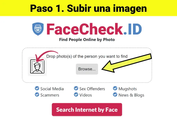 Dirígete a FaceCheck.ID y comparte una cara!
