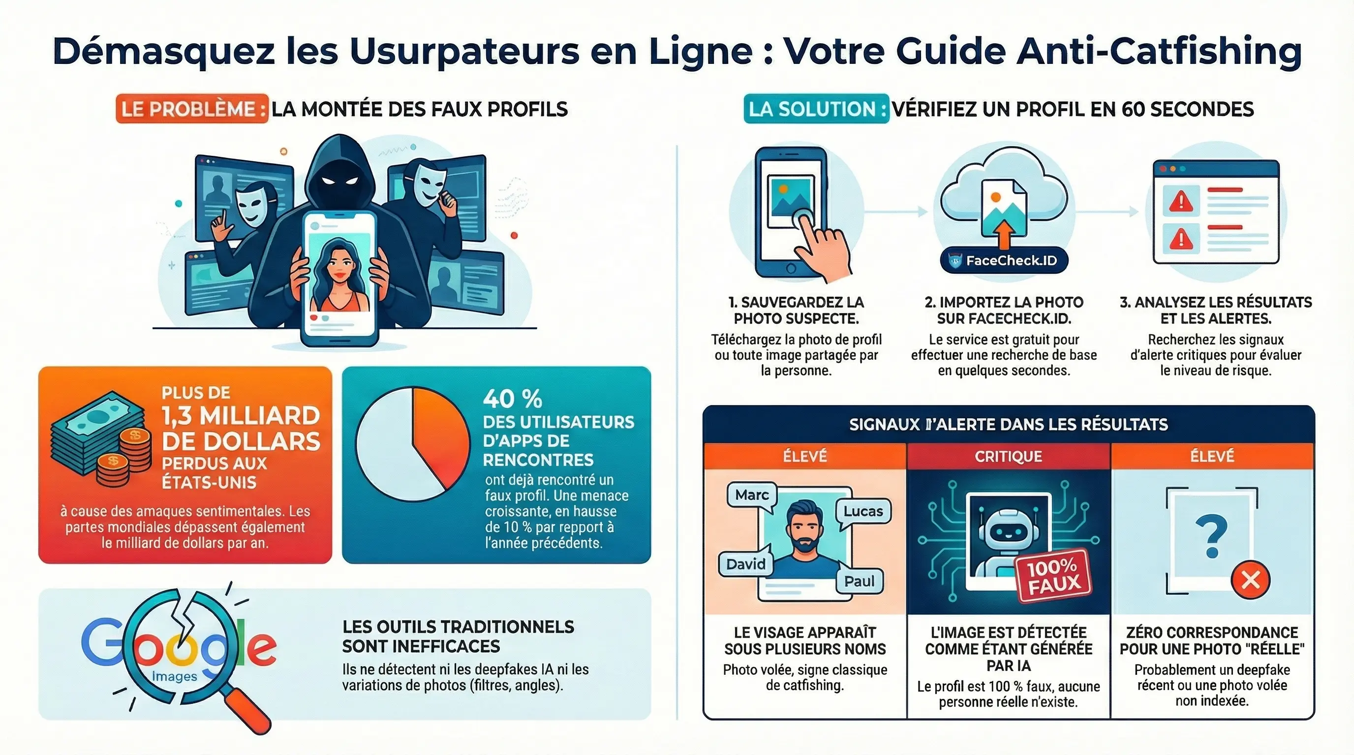 Repérer un catfish en ligne en 60 secondes - Infographie