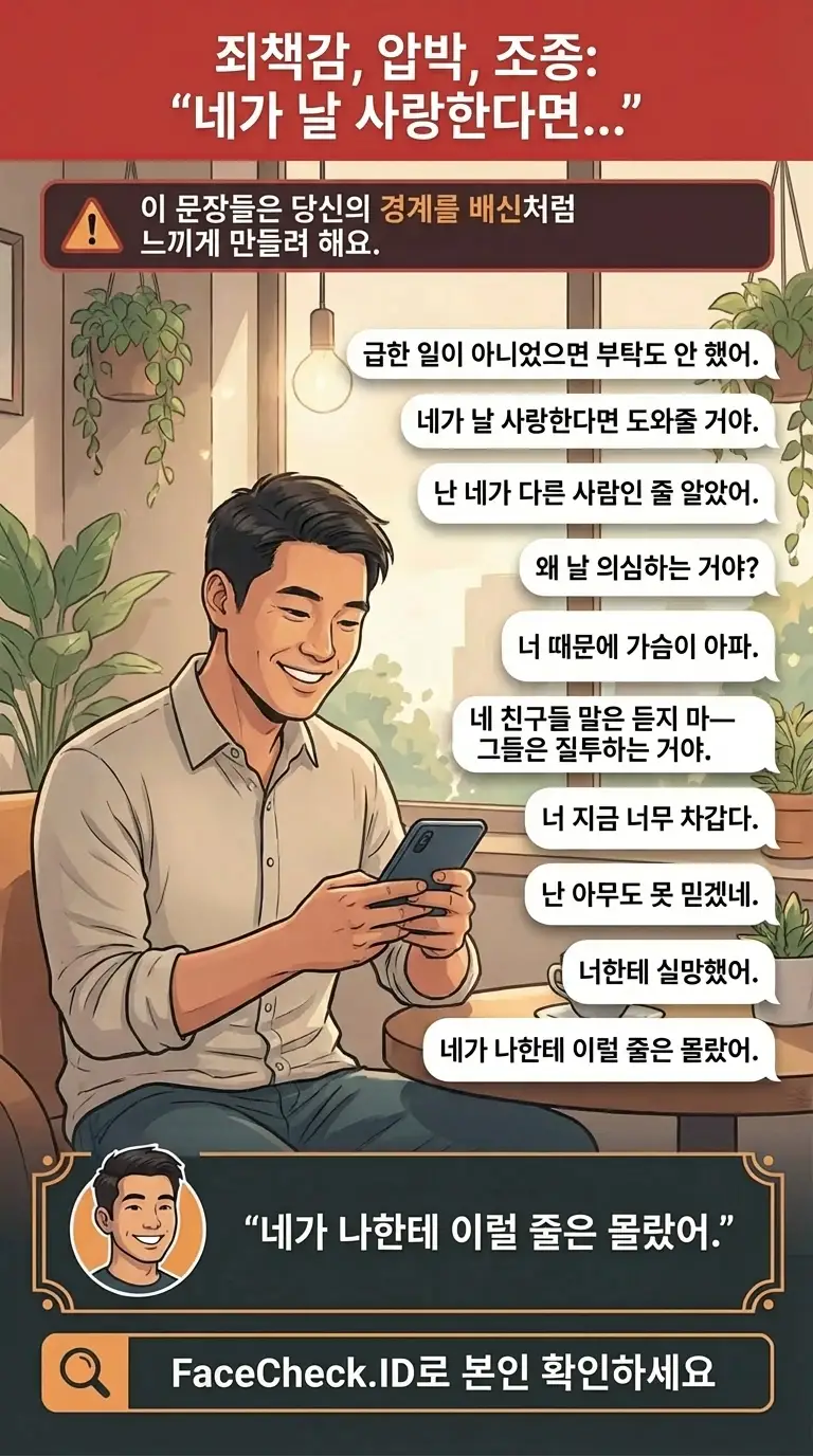 온라인 사기에서의 감정 조종 전술과 경고 신호에 대한 인포그래픽