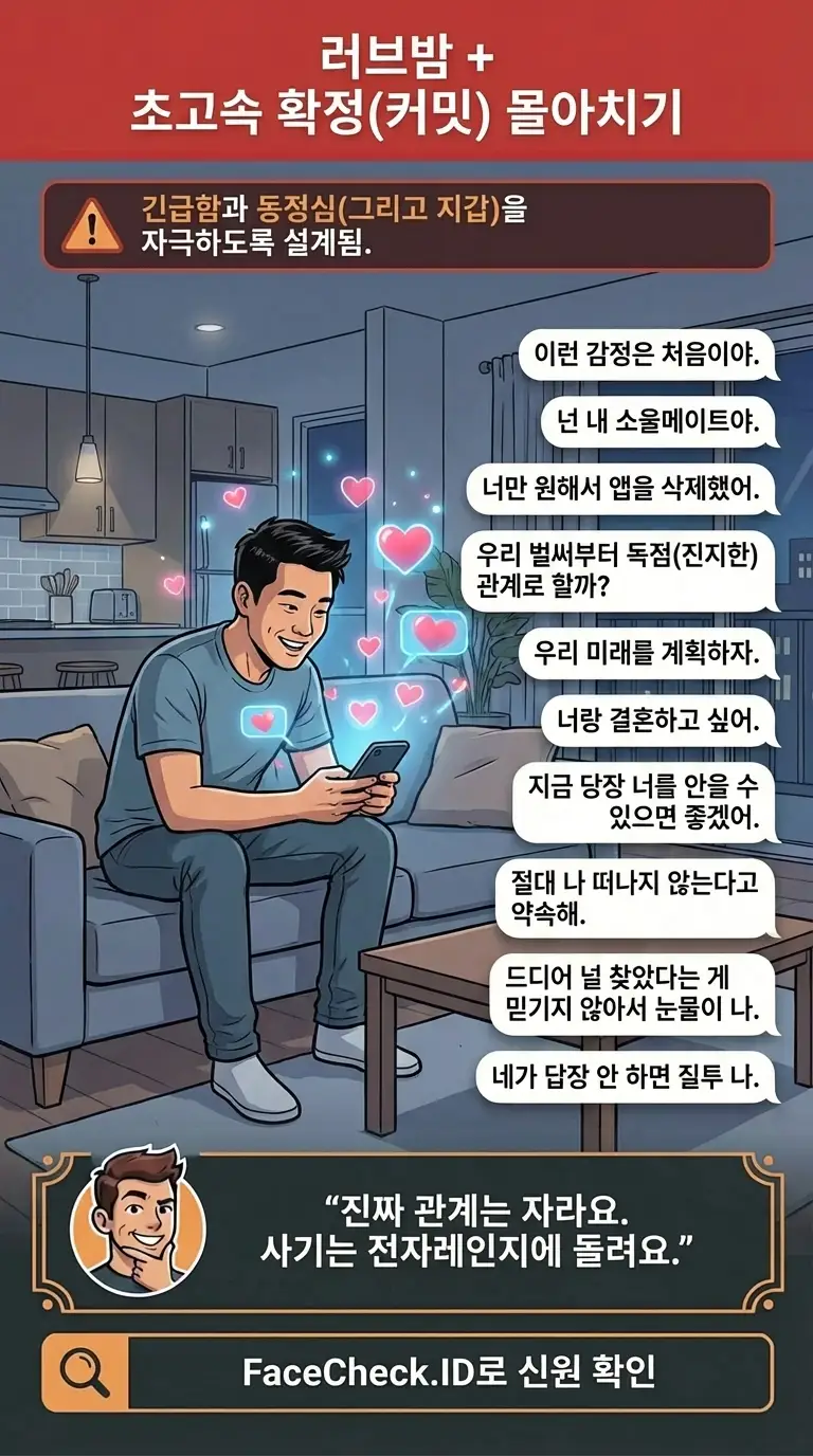 디지털 채팅과 메시지 패턴을 통해 드러나는 러브밤 경고 신호에 대한 인포그래픽