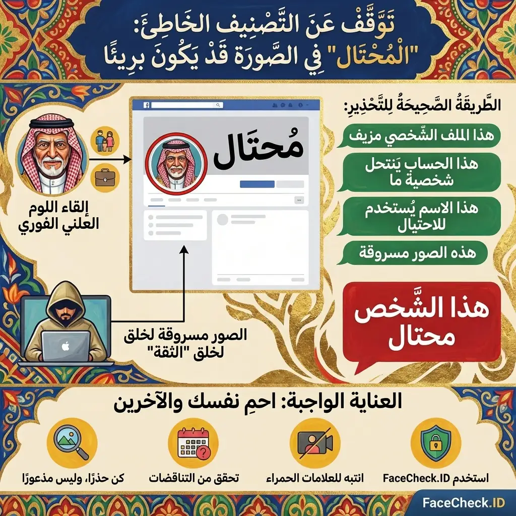 شخص يجري بحثًا عكسيًا عن الصور للتحقق من صورة ملف شخصي مشبوه على وسائل التواصل الاجتماعي