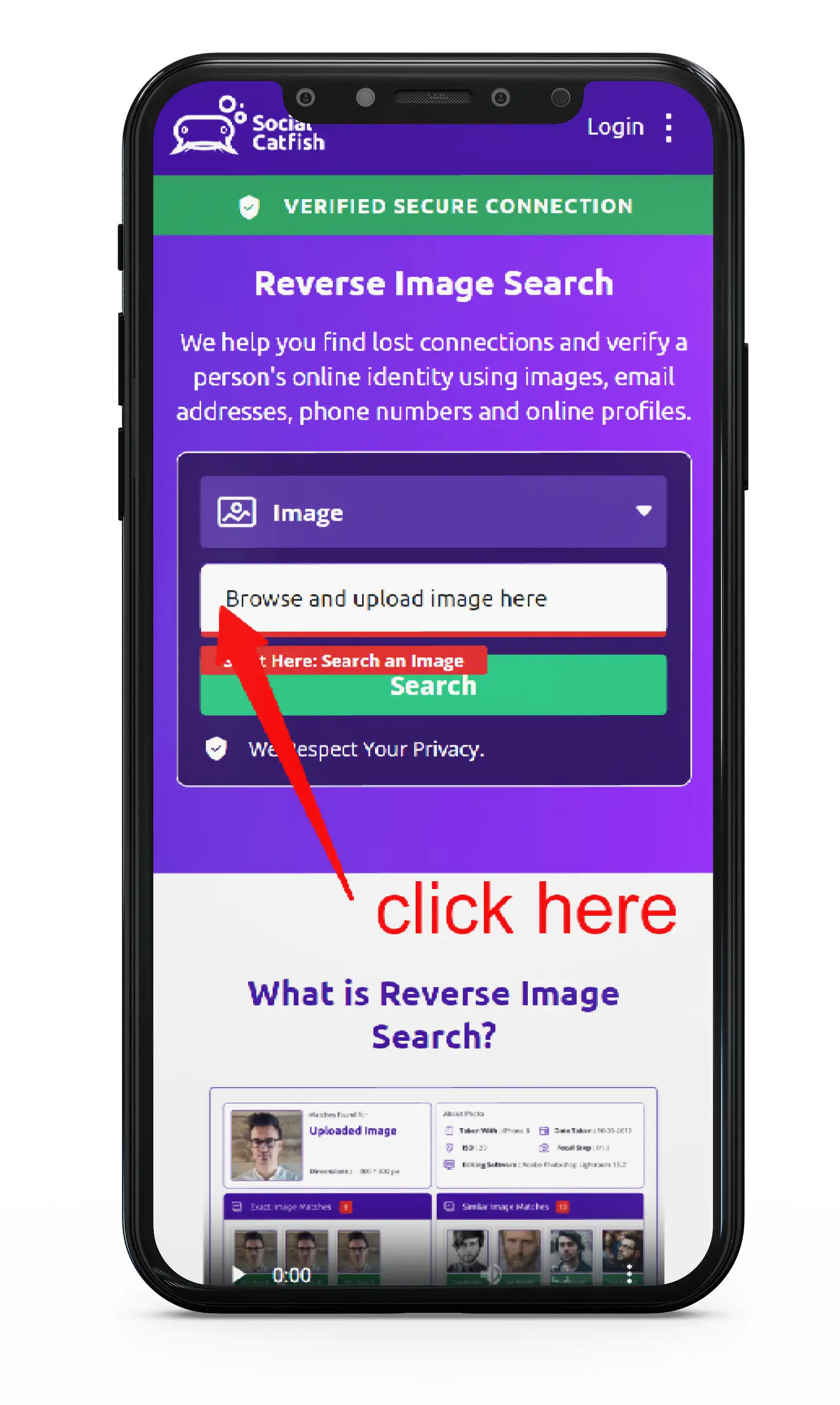 Social Catfish Reverse Image Search on Mobile
