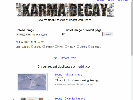Karma Decay Reverse Image Search