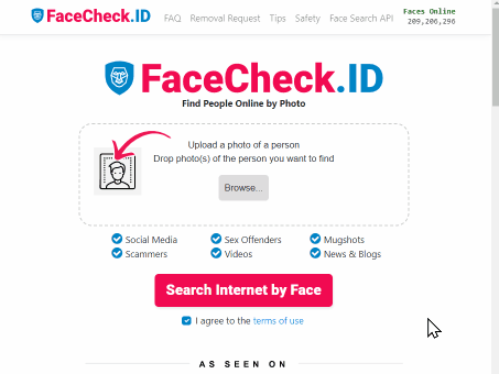 Vérification des antécédents avec moteur de recherche de visages