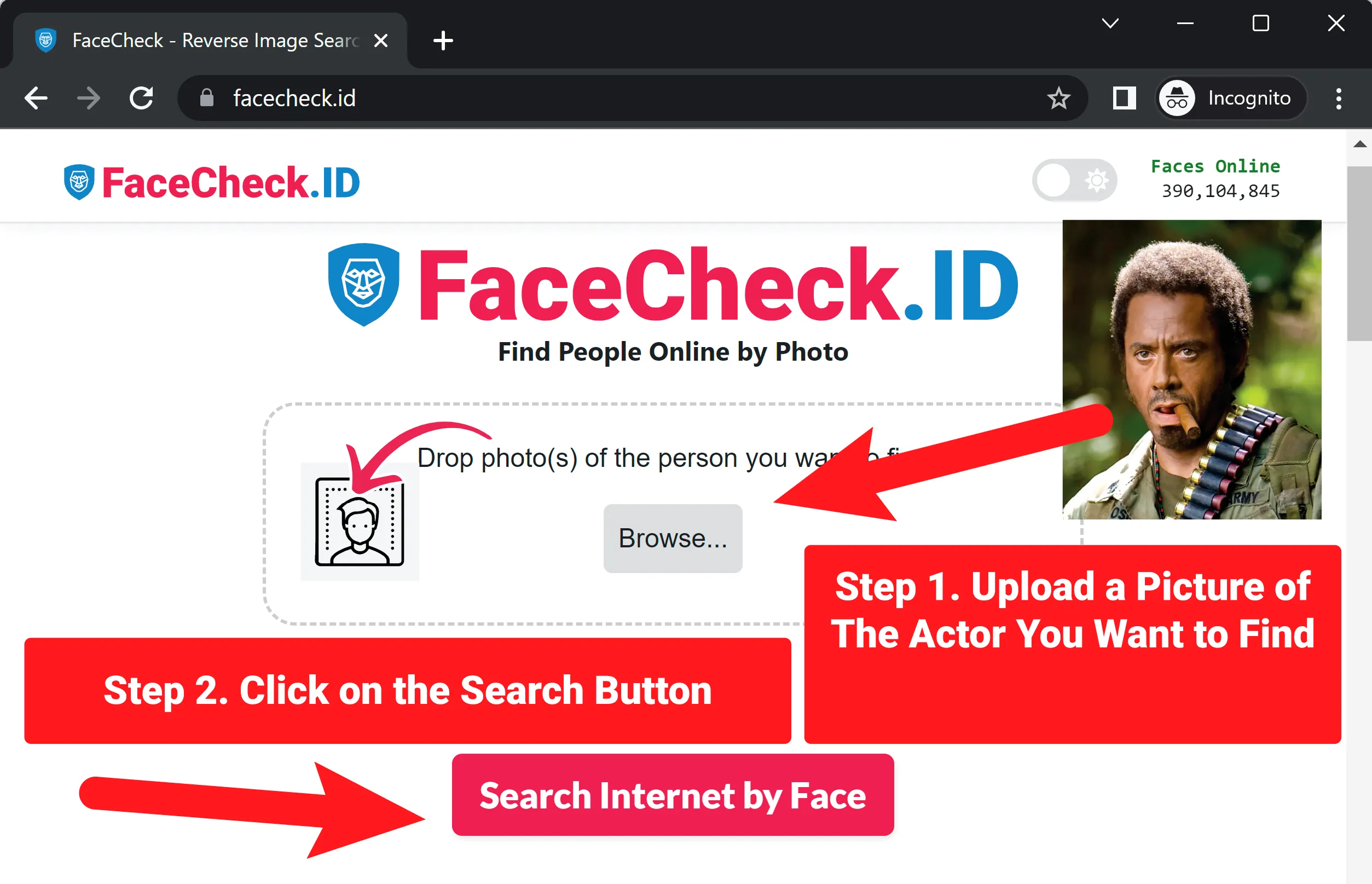 search actors by face