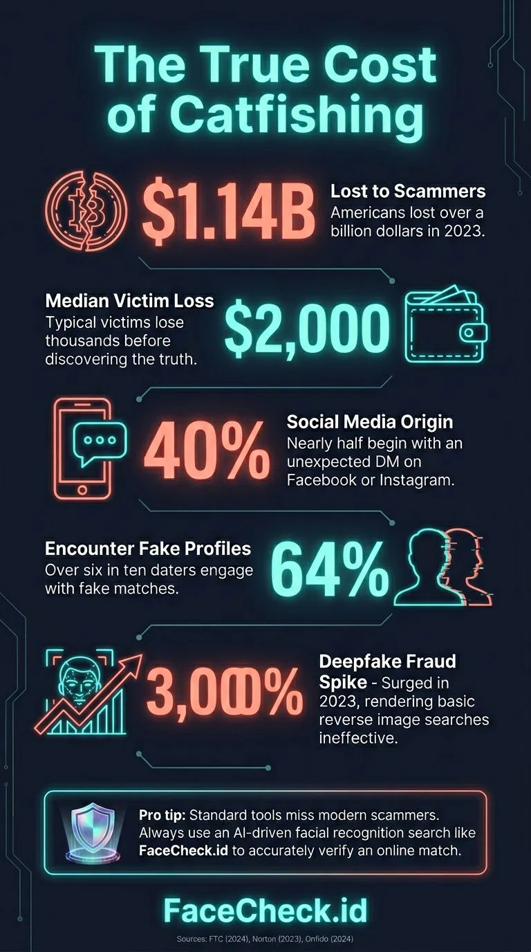 Infographic comparing Social Catfish features and pricing versus dedicated face search alternatives