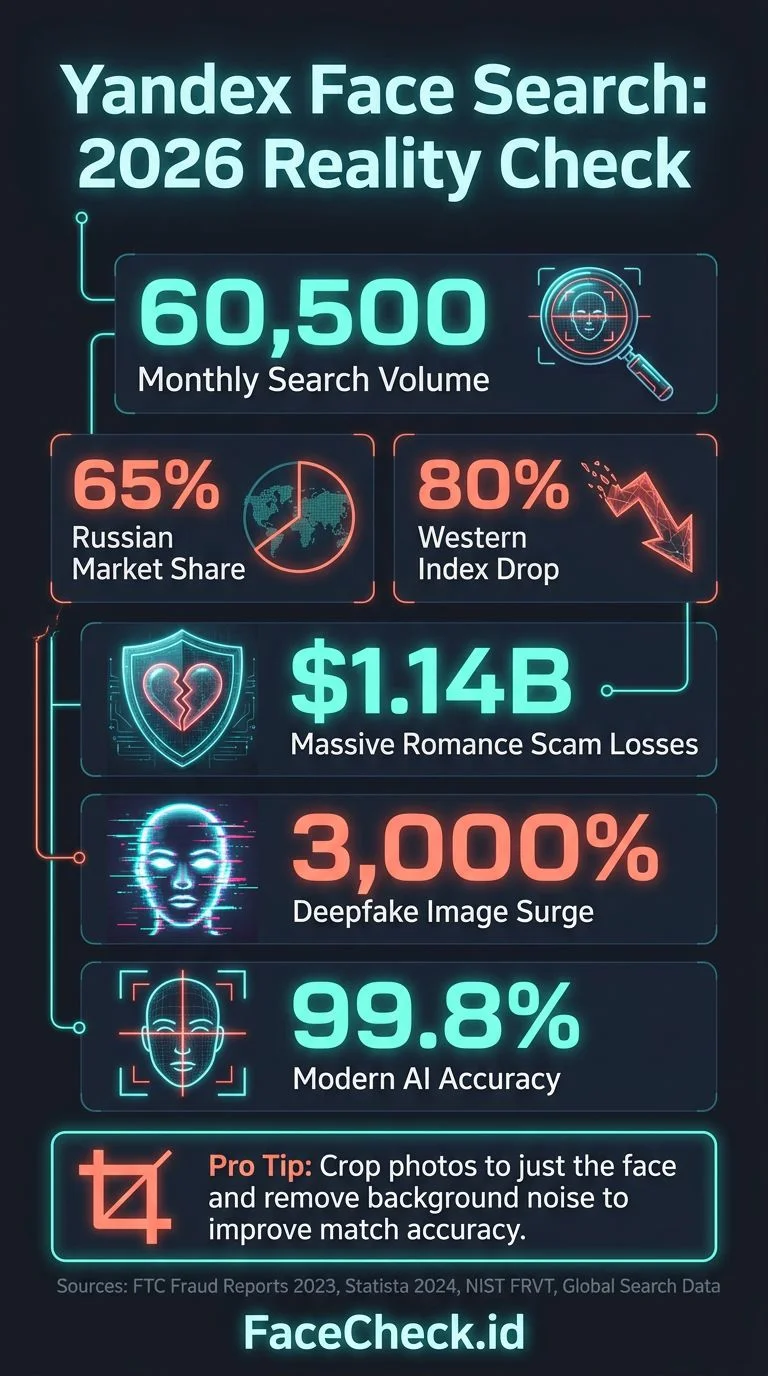 An infographic showing face search comparison data across different platforms and their accuracy rates