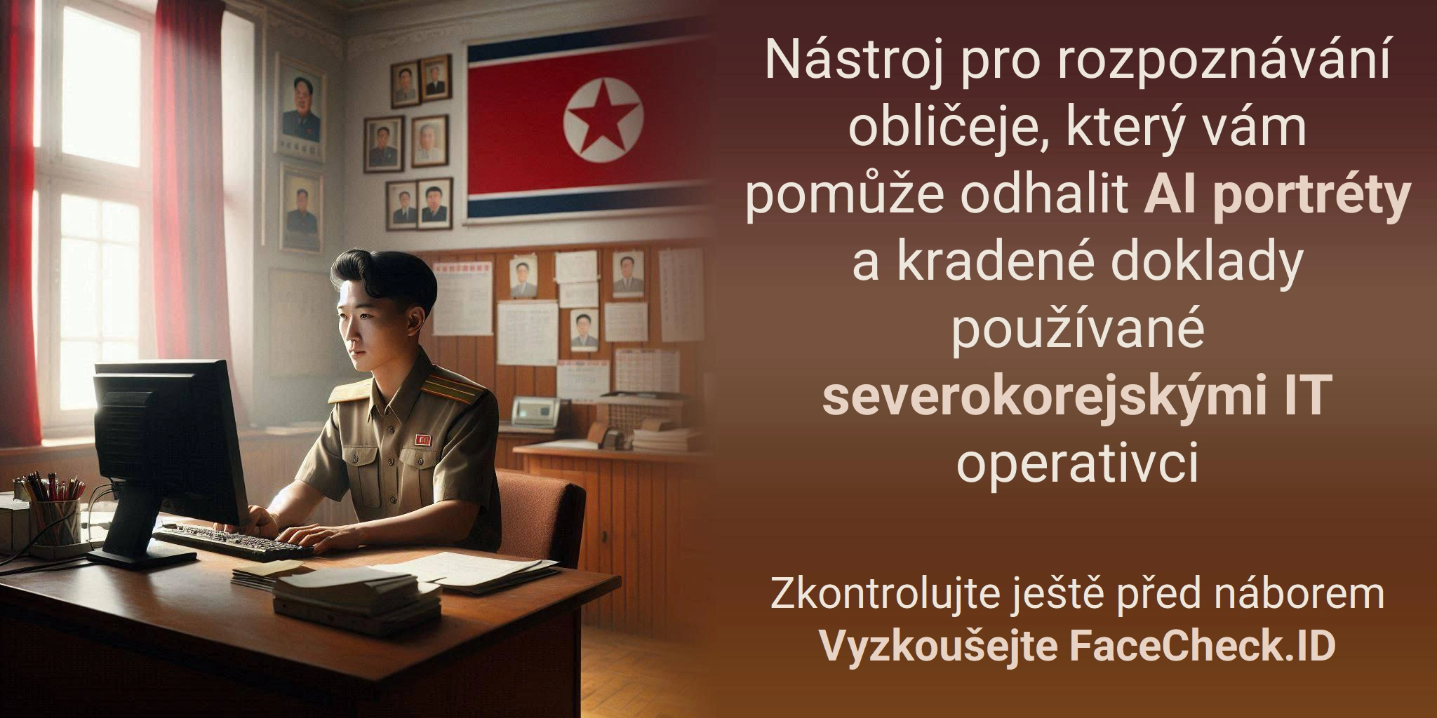 Nástroj pro rozpoznávání obličeje, který vám pomůže odhalit AI portréty a kradené doklady používané severokorejskými IT operativci Zkontrolujte ještě před náboremVyzkoušejte FaceCheck.ID