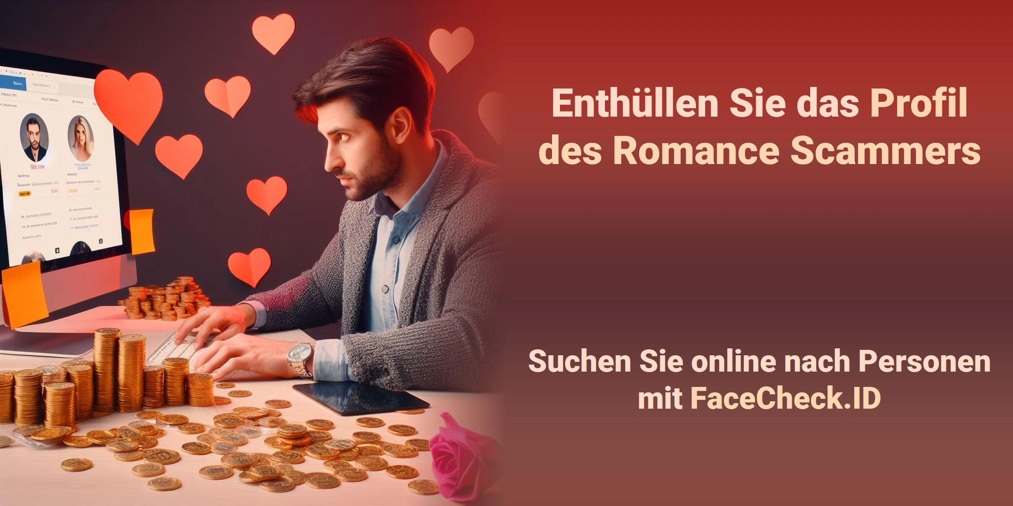 Enthüllen Sie das Profil des Romance Scammers Suchen Sie online nach Personen mit FaceCheck.ID