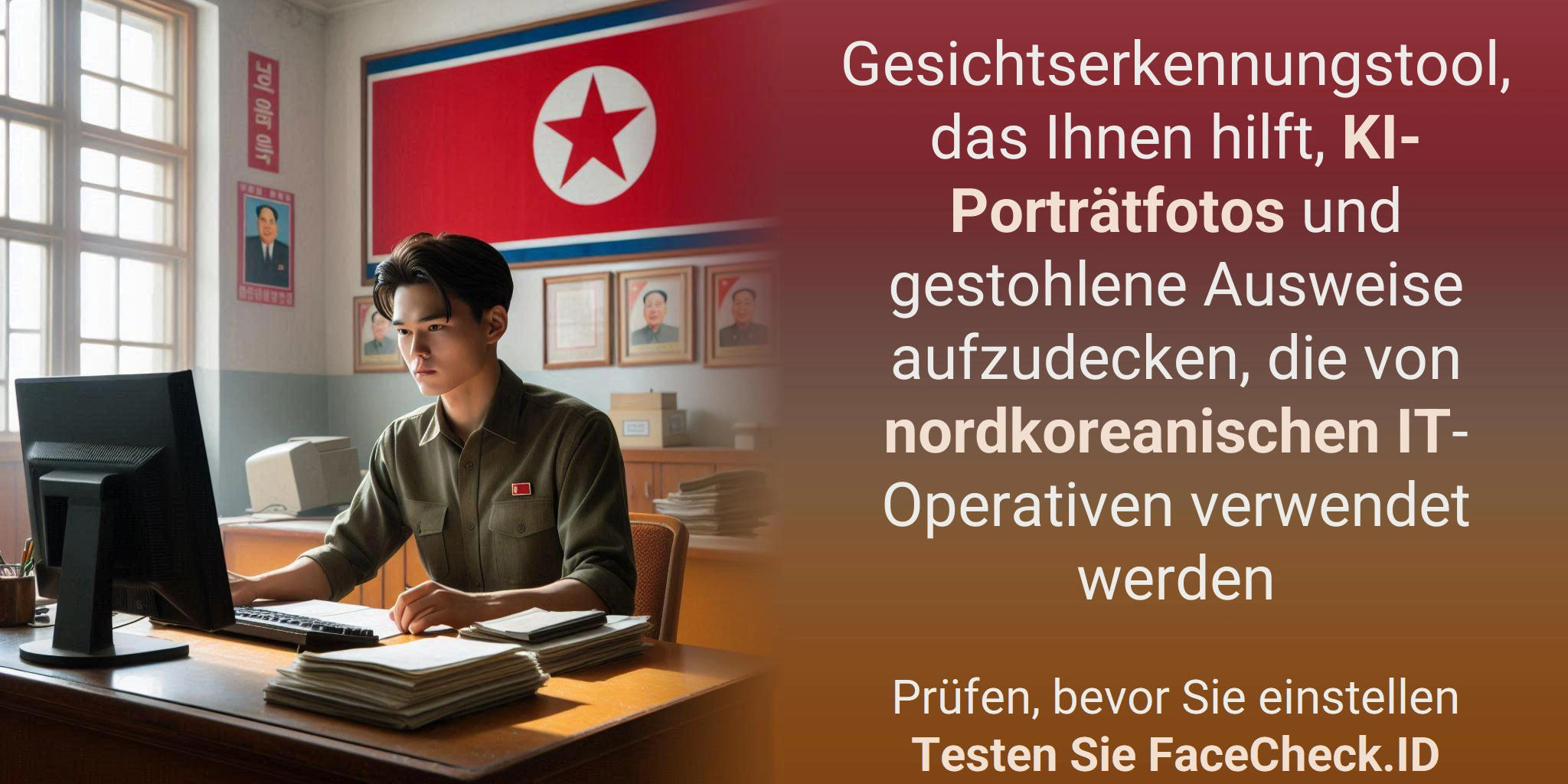 Gesichtserkennungstool, das Ihnen hilft, KI-Porträtfotos und gestohlene Ausweise aufzudecken, die von nordkoreanischen IT-Operativen verwendet werden Prüfen, bevor Sie einstellenTesten Sie FaceCheck.ID