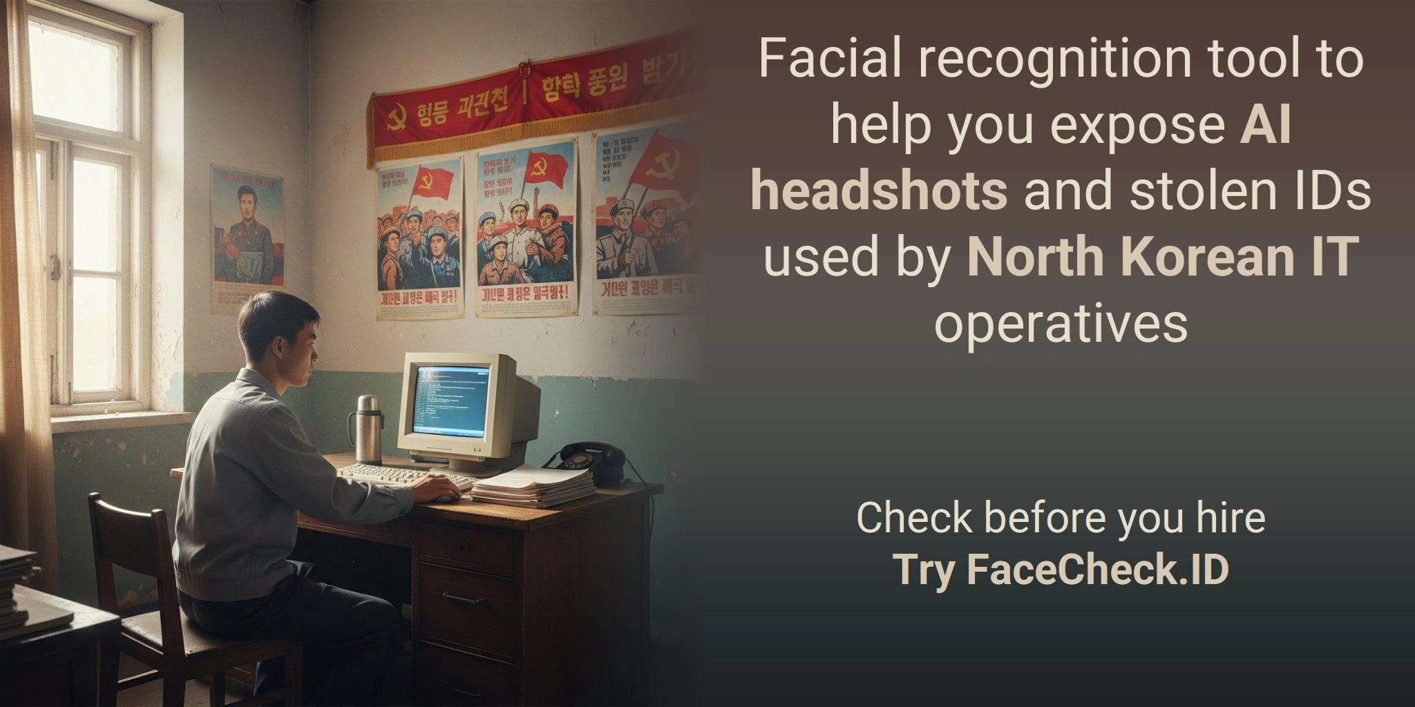Facial recognition tool to help you expose AI headshots and stolen IDs used by North Korean IT operatives Check before you hireTry FaceCheck.ID
