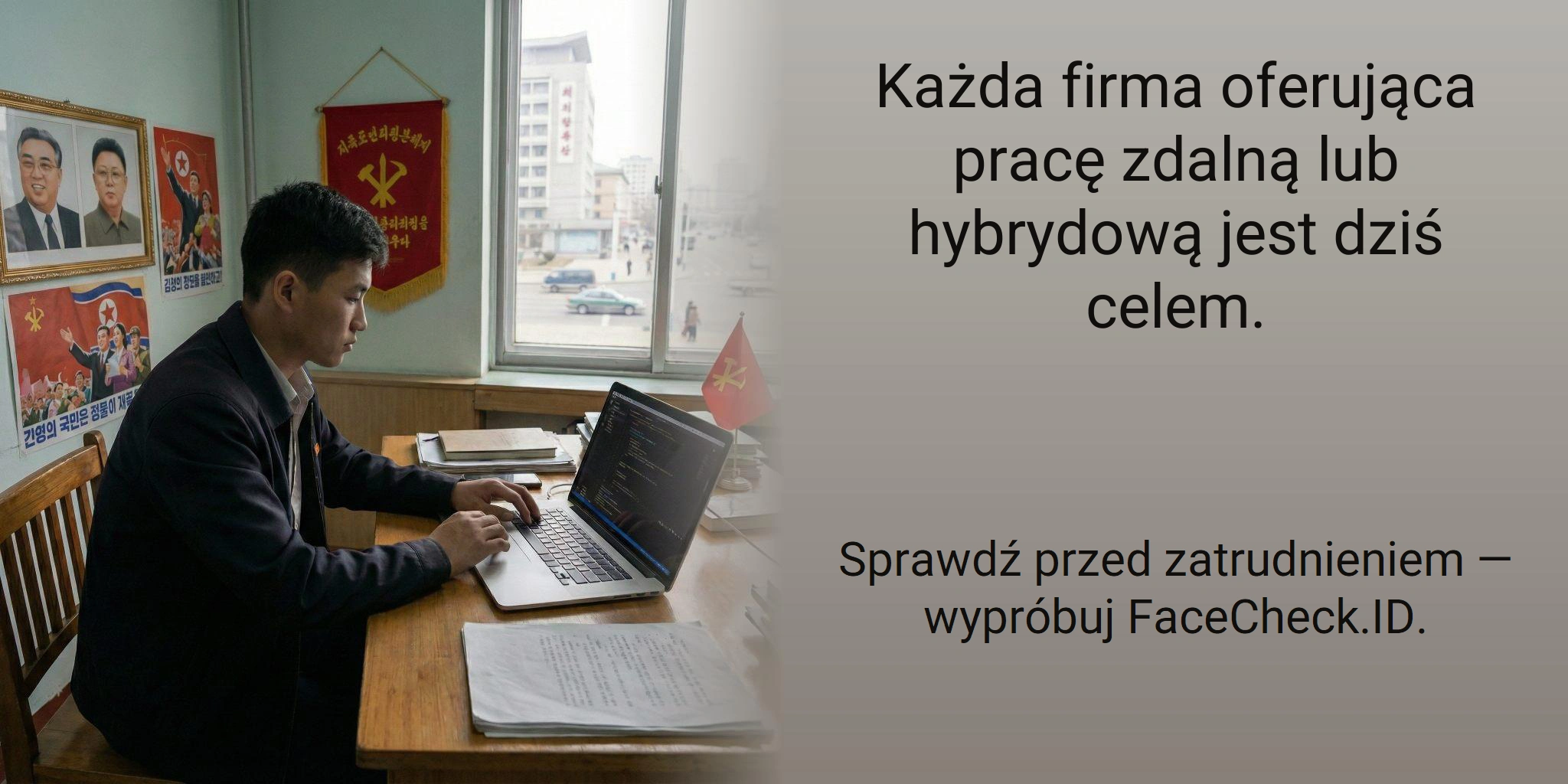 Każda firma oferująca pracę zdalną lub hybrydową jest dziś celem. Sprawdź przed zatrudnieniem — wypróbuj FaceCheck.ID.