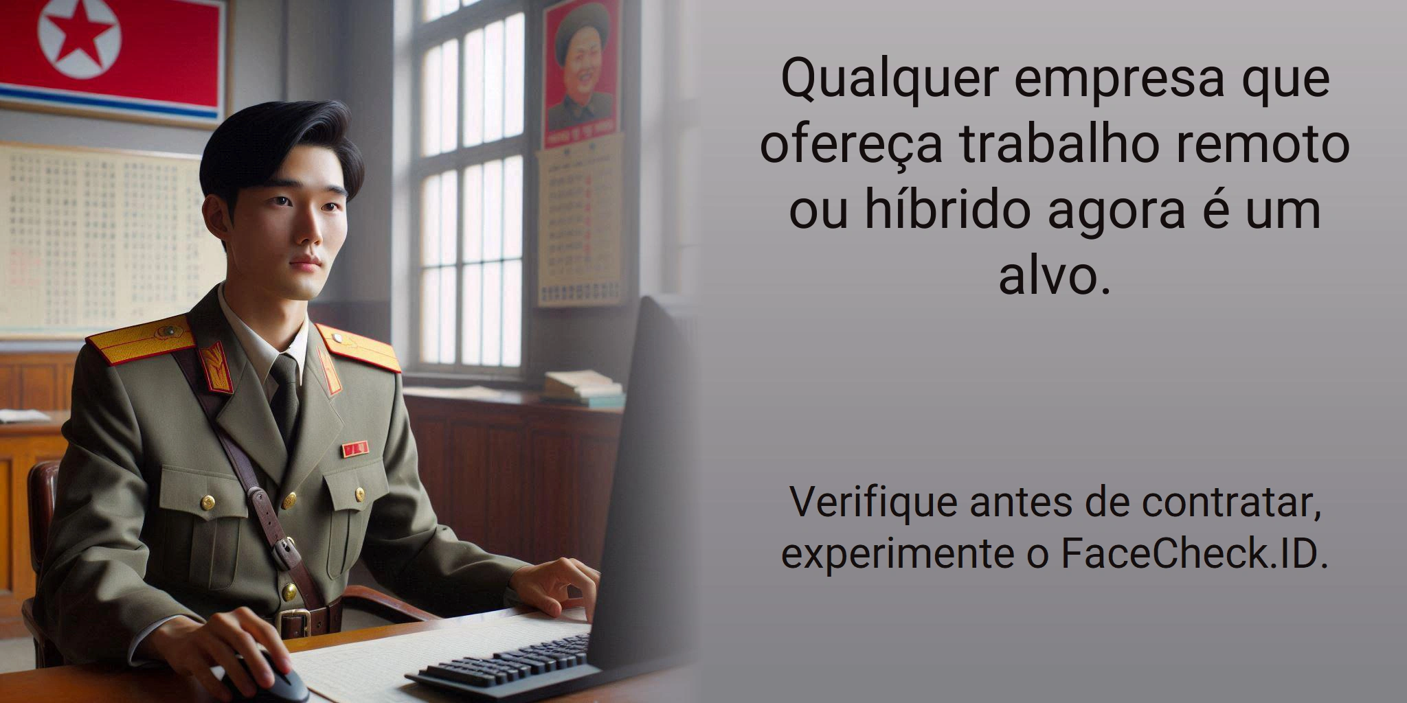 Qualquer empresa que ofereça trabalho remoto ou híbrido agora é um alvo. Verifique antes de contratar, experimente o FaceCheck.ID.