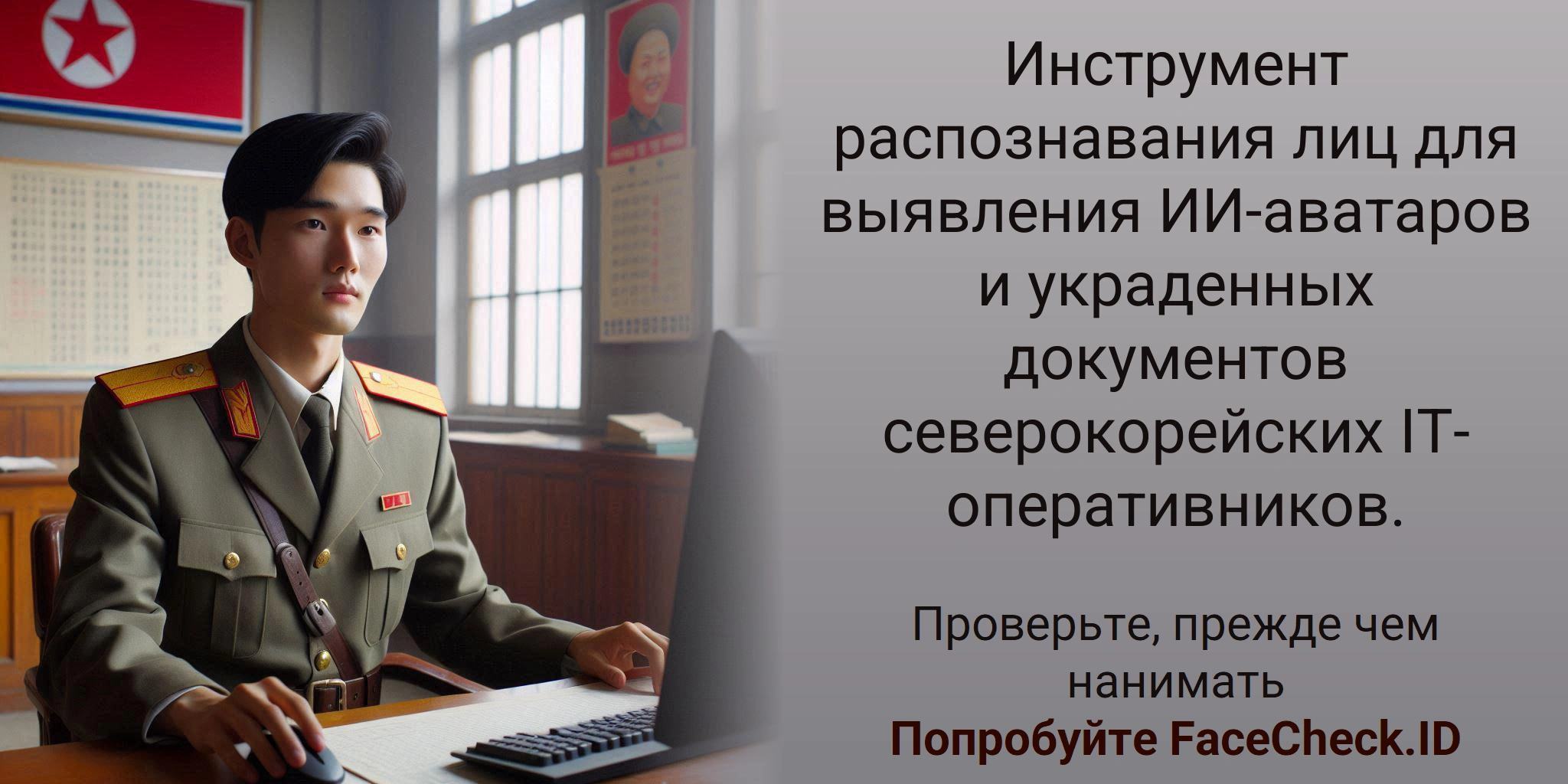 Инструмент распознавания лиц для выявления ИИ-аватаров и украденных документов северокорейских IT-оперативников. Проверьте, прежде чем наниматьПопробуйте FaceCheck.ID
