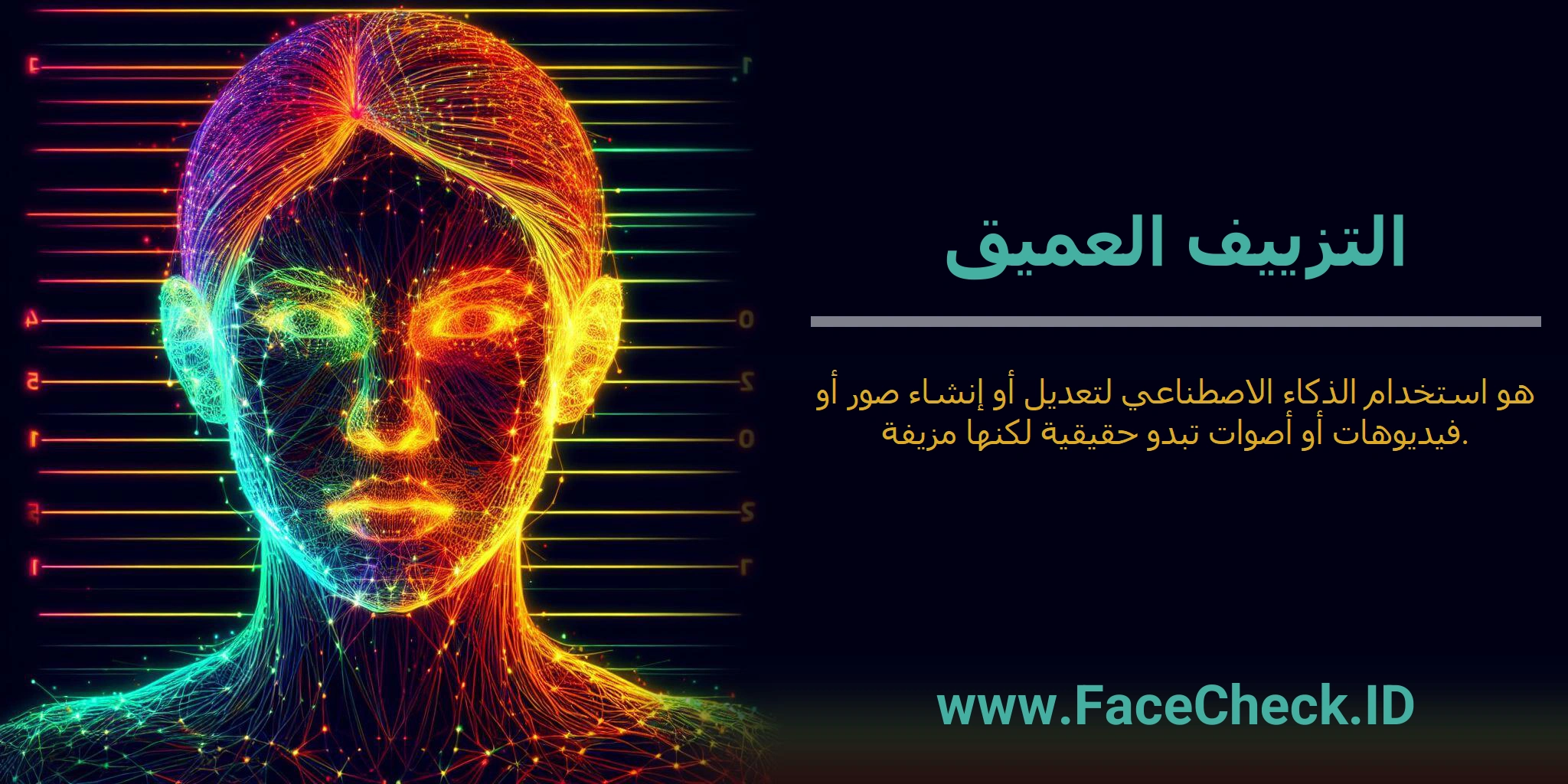 التزييف العميق <b>التزييف العميق</b> هو استخدام الذكاء الاصطناعي لتعديل أو إنشاء صور أو فيديوهات أو أصوات تبدو حقيقية لكنها مزيفة.