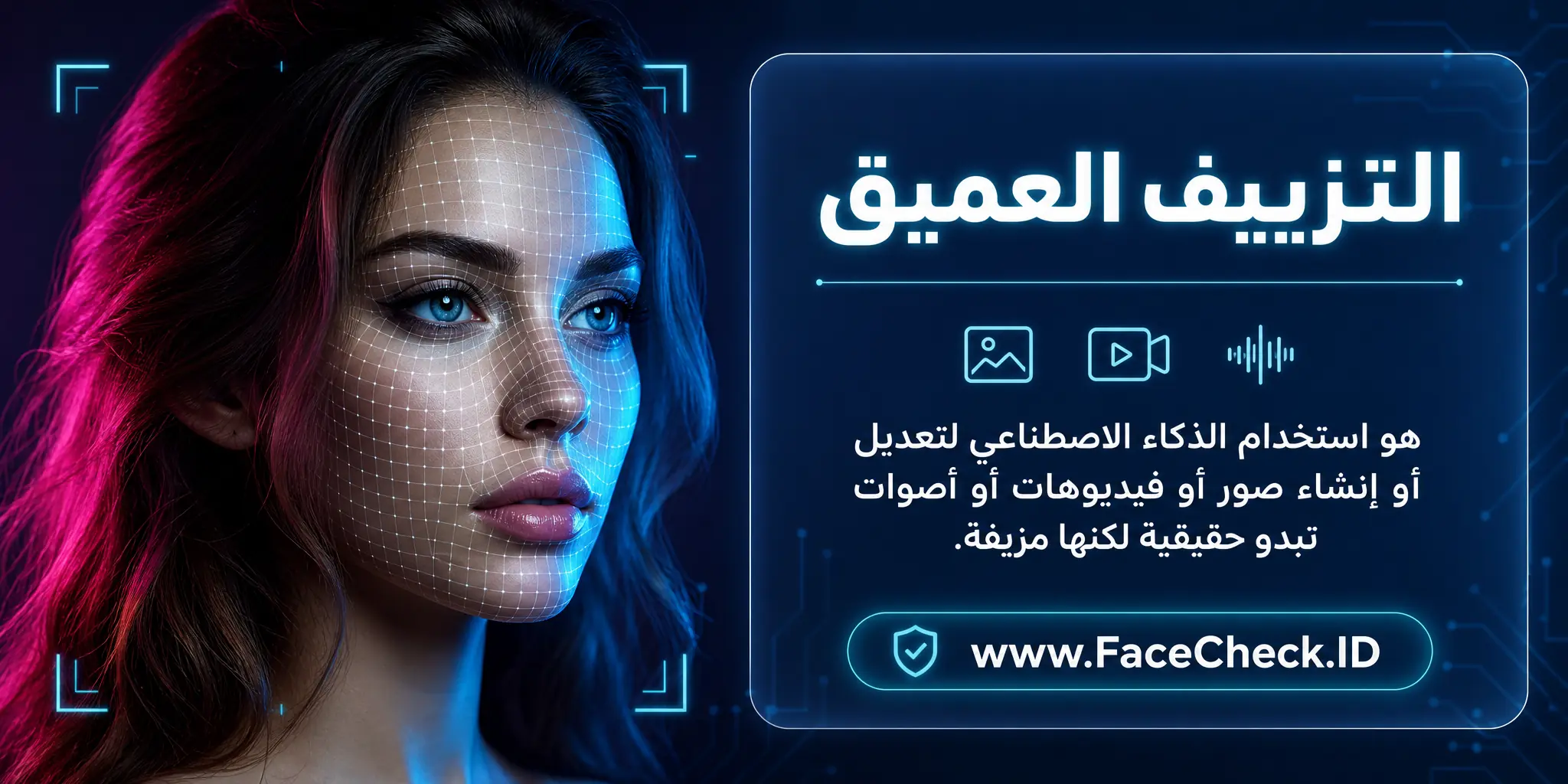 التزييف العميق هو استخدام الذكاء الاصطناعي لتعديل أو إنشاء صور أو فيديوهات أو أصوات تبدو حقيقية لكنها مزيفة.