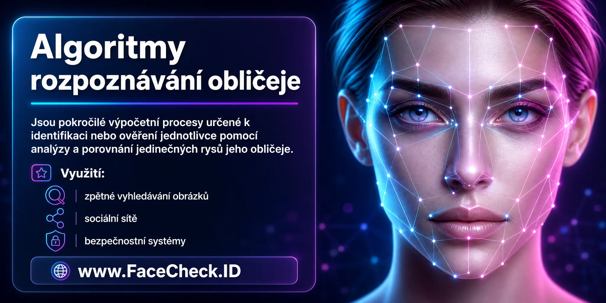 Algoritmy rozpoznávání obličeje jsou pokročilé výpočetní procesy určené k identifikaci nebo ověření jednotlivce pomocí analýzy a porovnání jedinečných rysů jeho obličeje, používané v aplikacích jako zpětné vyhledávání obrázků, sociální média a bezpečnostní systémy.