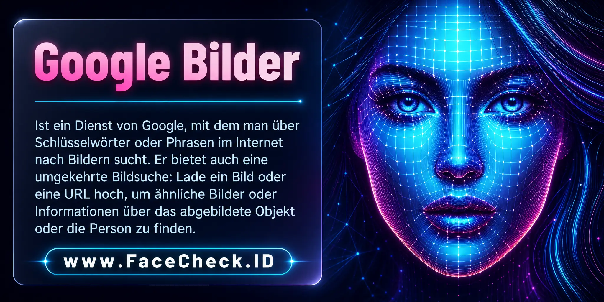 Google Bilder ist ein Dienst von Google, der es ermöglicht, über Schlüsselwörter oder Phrasen im Internet nach Bildern zu suchen und bietet auch eine umgekehrte Bildsuche an, bei der man ein Bild oder dessen URL hochlädt, um ähnliche Bilder oder Informationen über das abgebildete Objekt oder die Person zu finden.