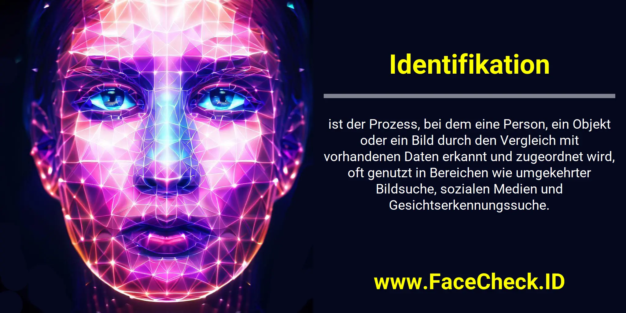 Identifikation ist der Prozess, bei dem eine Person, ein Objekt oder ein Bild durch den Vergleich mit vorhandenen Daten erkannt und zugeordnet wird, oft genutzt in Bereichen wie umgekehrter Bildsuche, sozialen Medien und Gesichtserkennungssuche.