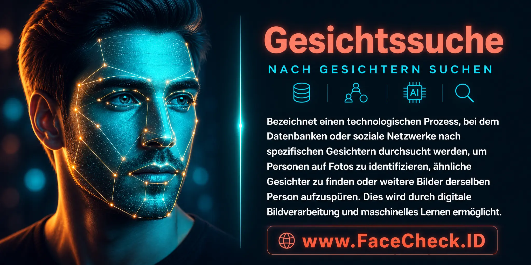 Nach Gesicht Suchen bezeichnet einen technologischen Prozess, der eine Datenbank oder ein soziales Netzwerk nach spezifischen Gesichtern durchsucht, um Personen auf Fotos zu identifizieren, ähnliche Gesichter zu finden oder Bilder mit dem gleichen Gesicht aufzuspüren, und dies wird durch digitale Bildverarbeitung und maschinelles Lernen erreicht.