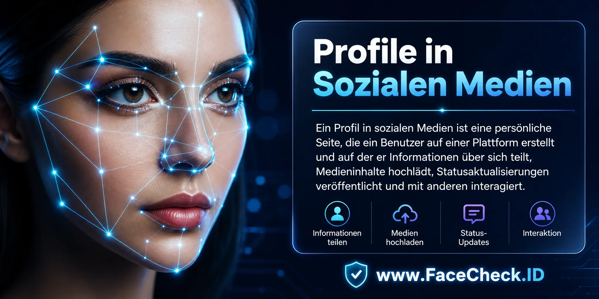 Ein Profil in sozialen Medien ist eine persönliche Seite, die ein Benutzer auf einer Plattform erstellt und auf der er Informationen über sich selbst teilt, Medieninhalte hochlädt, Statusaktualisierungen veröffentlicht und mit anderen interagiert.