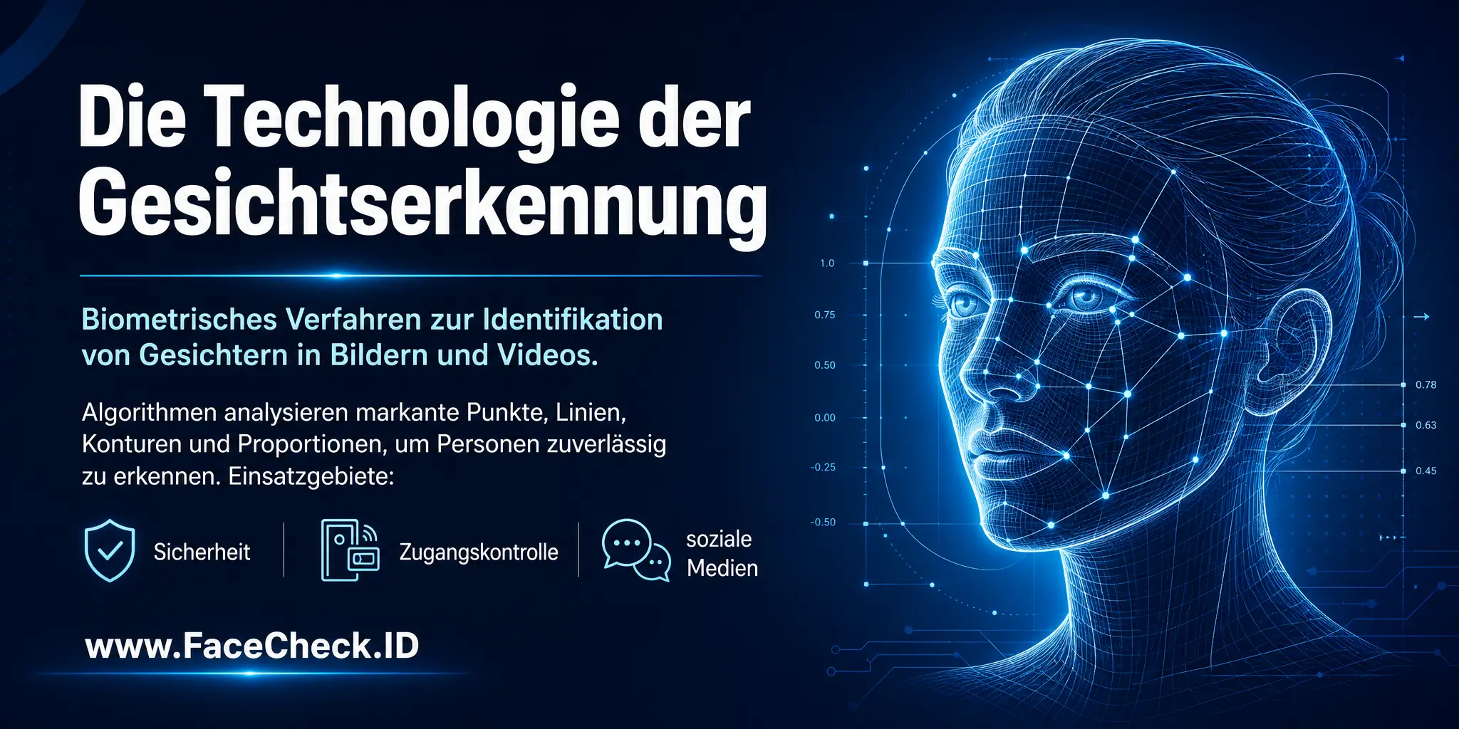 Die Technologie der Gesichtserkennung ist eine biometrische Methode, die mit Algorithmen menschliche Gesichter in digitalen Bildern oder Videos durch die Analyse von Punkten, Linien, Konturen und Proportionen identifiziert und in Bereichen wie der Sicherheitsindustrie und sozialen Medien eingesetzt wird.