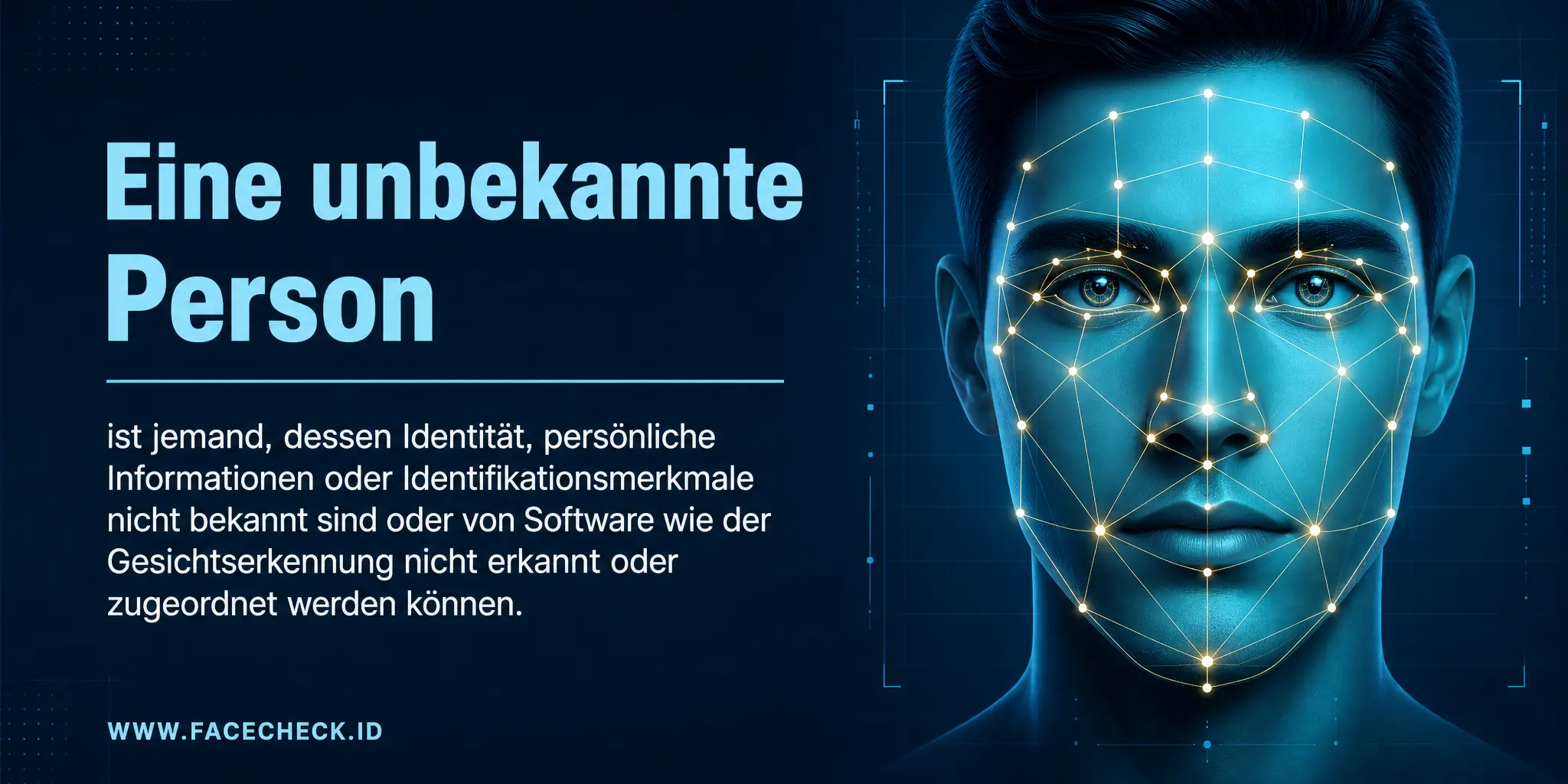 Eine unbekannte Person ist jemand, dessen Identität, persönliche Informationen oder Identifikationsmerkmale nicht bekannt sind oder von Software wie der Gesichtserkennung nicht erkannt oder zugeordnet werden können.