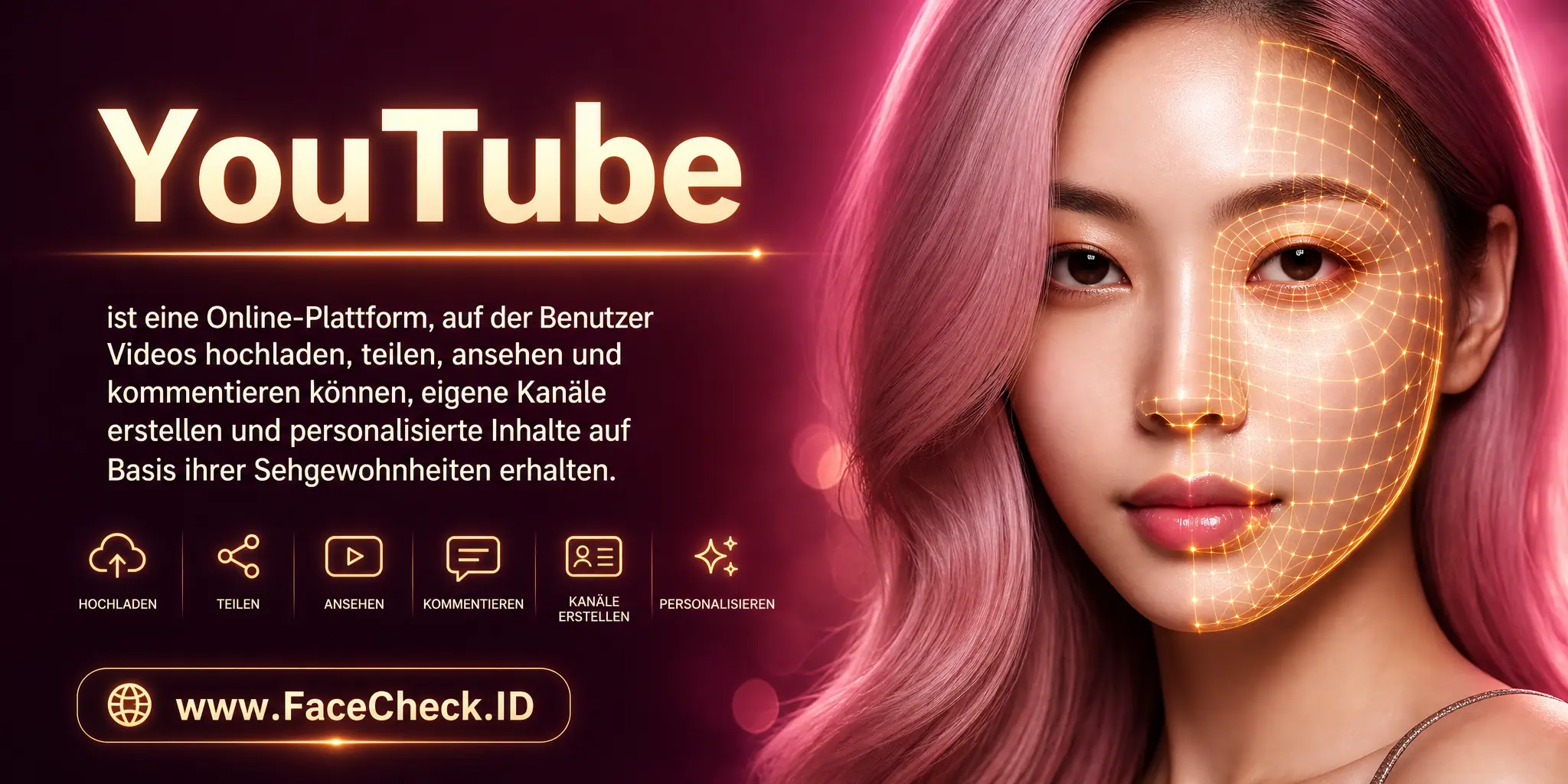 YouTube ist eine Online-Plattform, auf der Benutzer Videos hochladen, teilen, ansehen und kommentieren können, sowie eigene Kanäle erstellen und personalisierte Inhalte basierend auf ihren Sehgewohnheiten empfangen.