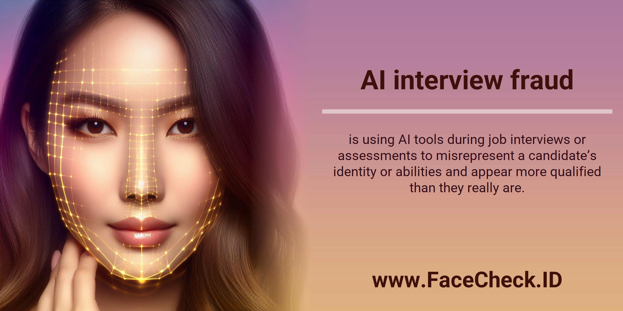 AI interview fraud is using AI tools during job interviews or assessments to misrepresent a candidate’s identity or abilities and appear more qualified than they really are.