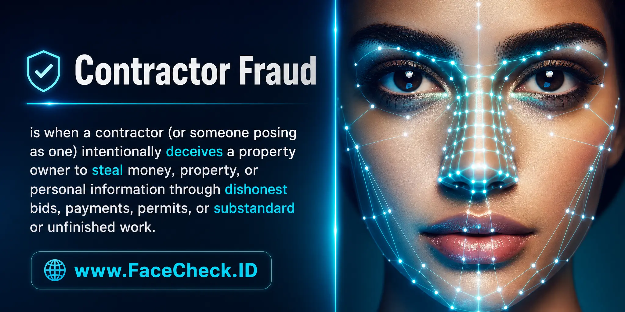 Contractor fraud is when a contractor (or someone posing as one) intentionally deceives a property owner to steal money, property, or personal information through dishonest bids, payments, permits, or substandard or unfinished work.