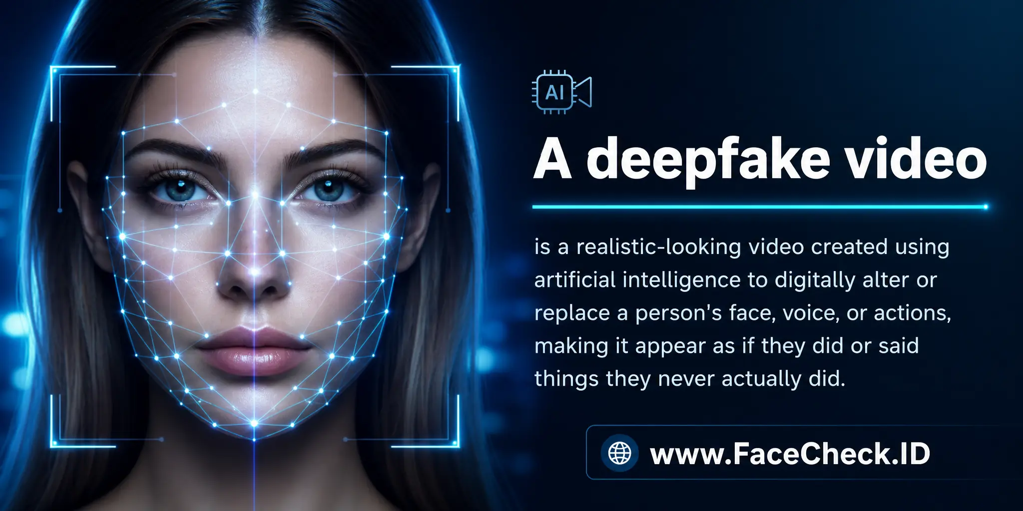 A deepfake video is a realistic-looking video created using artificial intelligence to digitally alter or replace a person's face, voice, or actions, making it appear as if they did or said things they never actually did.