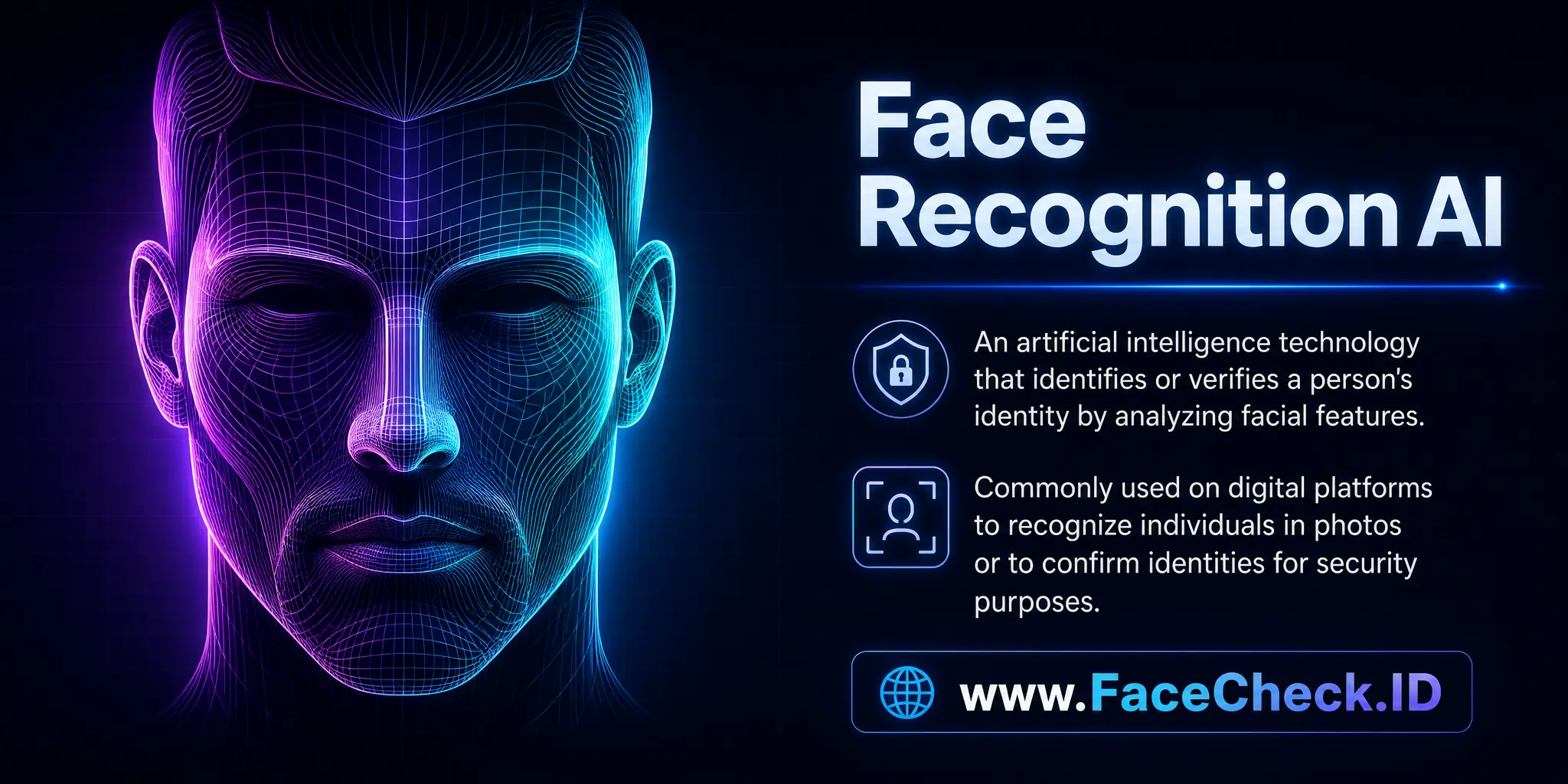Face Recognition AI is an artificial intelligence technology that identifies or verifies a person's identity by analyzing their facial contours, often used in digital platforms for recognizing individuals in photos or confirming identities for security purposes.