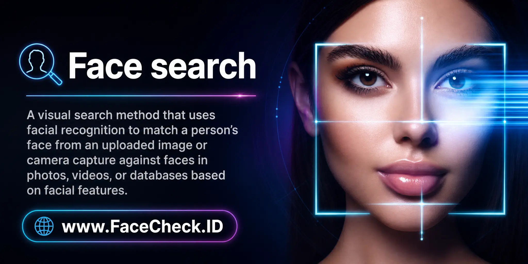 Face search is a visual search method that uses facial recognition to match a person’s face from an uploaded image or camera capture against faces in photos, videos, or databases based on facial features.