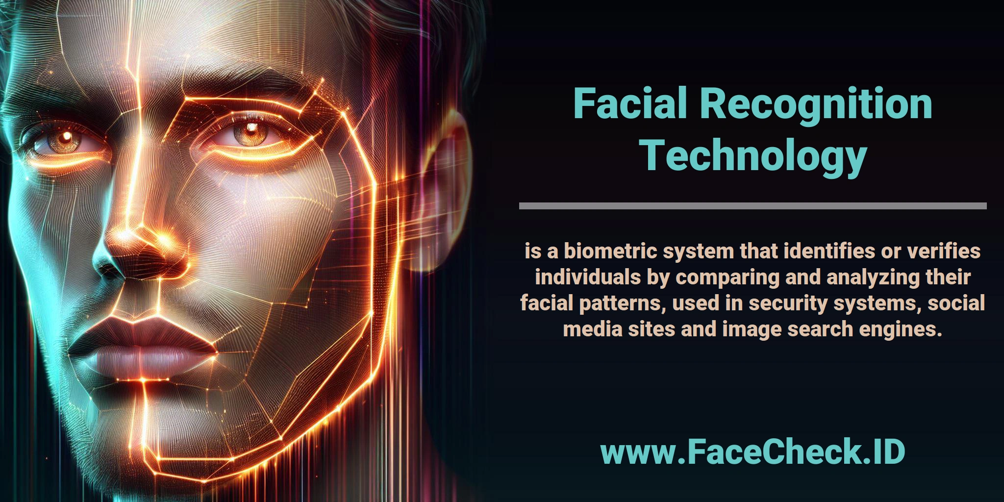 <b>Facial Recognition Technology</b> is a biometric system that identifies or verifies individuals by comparing and analyzing their facial patterns, used in security systems, social media sites and image search engines.