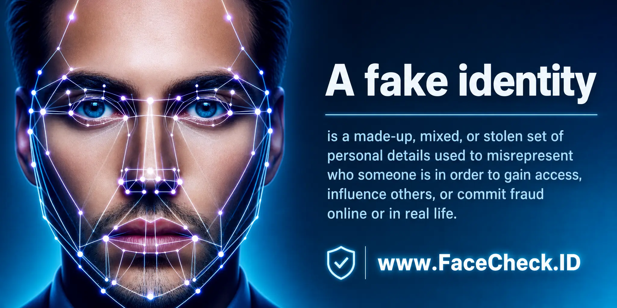 A fake identity is a made-up, mixed, or stolen set of personal details used to misrepresent who someone is in order to gain access, influence others, or commit fraud online or in real life.