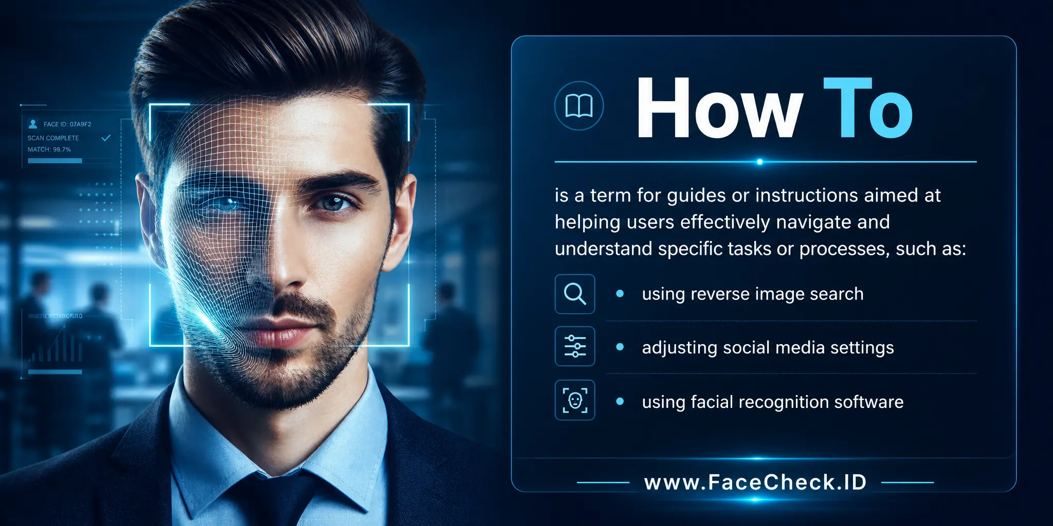 How To is a term for guides or instructions aimed at helping users effectively navigate and understand specific tasks or processes, such as using reverse image search, adjusting social media settings, or using facial recognition software.