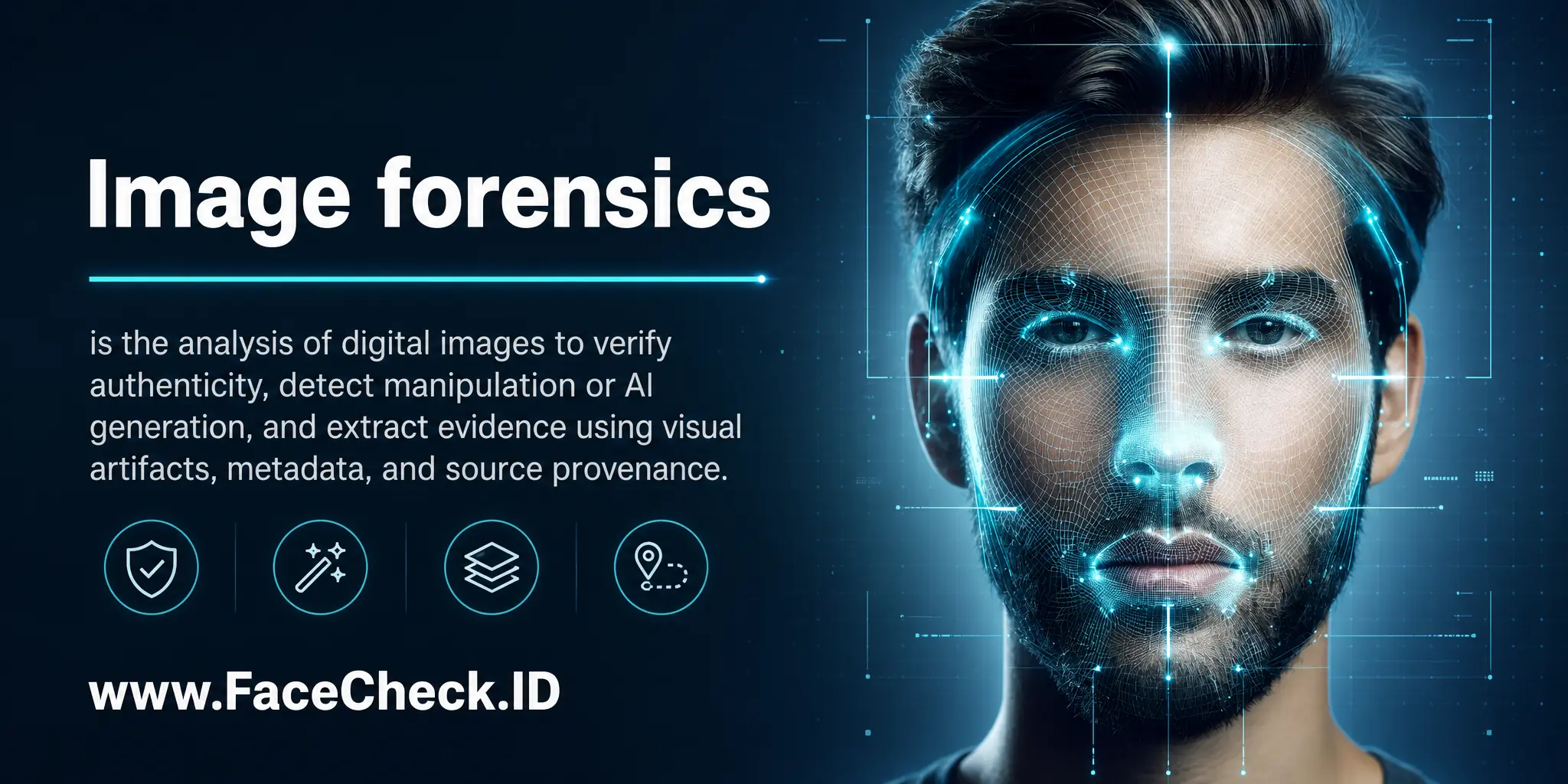Image forensics is the analysis of digital images to verify authenticity, detect manipulation or AI generation, and extract evidence using visual artifacts, metadata, and source provenance.