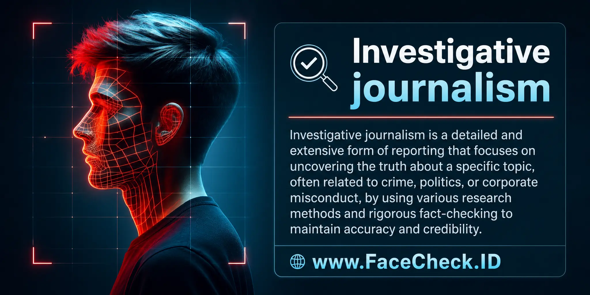 Investigative journalism is a detailed and extensive form of reporting that focuses on uncovering truth about a specific topic, often related to crime, politics, or corporate misconduct, by using various research methods and rigorous fact-checking to maintain accuracy and credibility.
