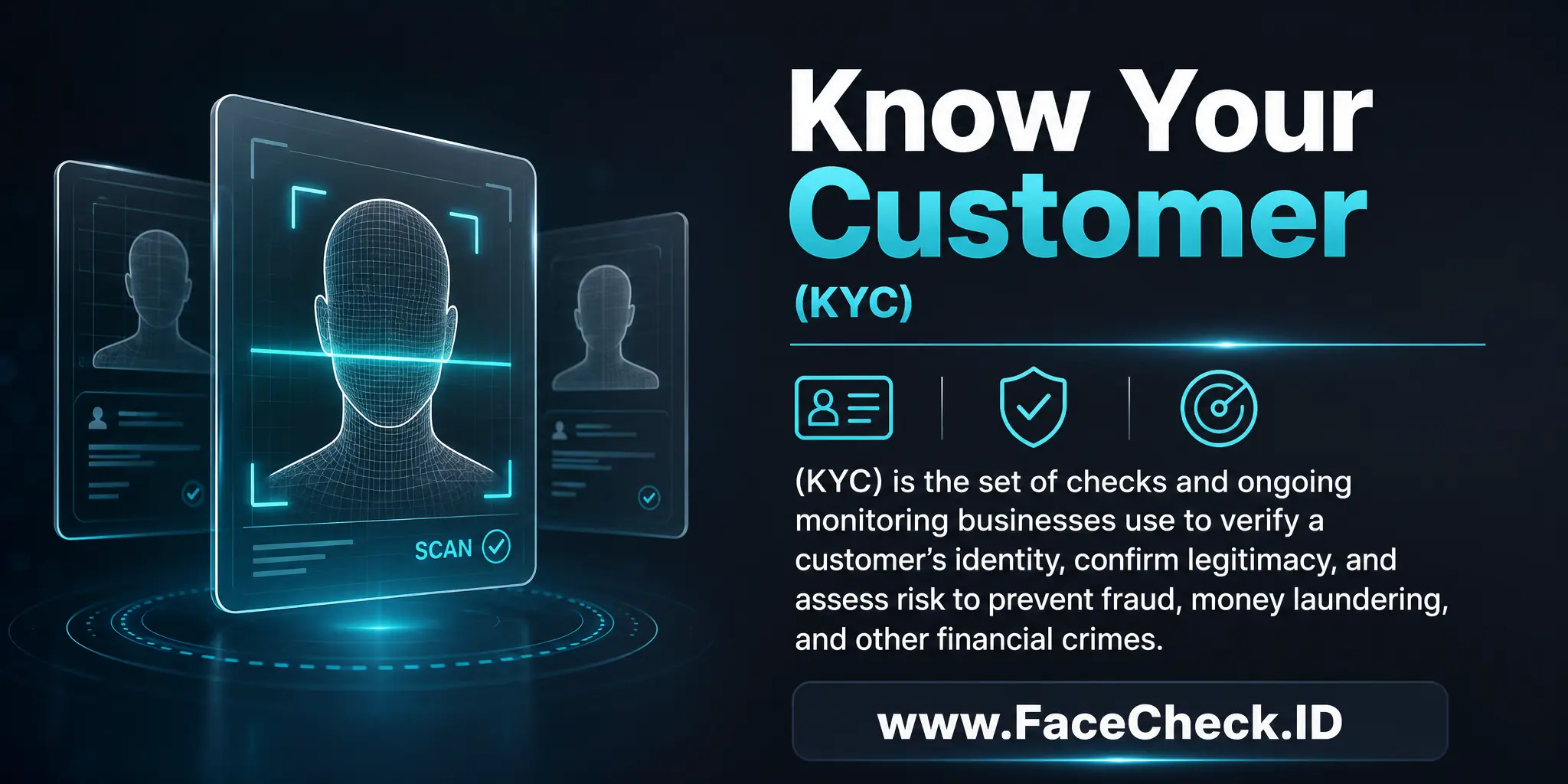 Know Your Customer (KYC) is the set of checks and ongoing monitoring businesses use to verify a customer’s identity, confirm legitimacy, and assess risk to prevent fraud, money laundering, and other financial crimes.