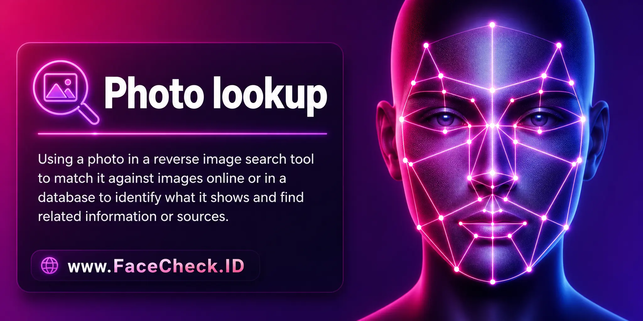 Photo lookup is using a photo in a reverse image search tool to match it against images online or in a database to identify what it shows and find related information or sources.