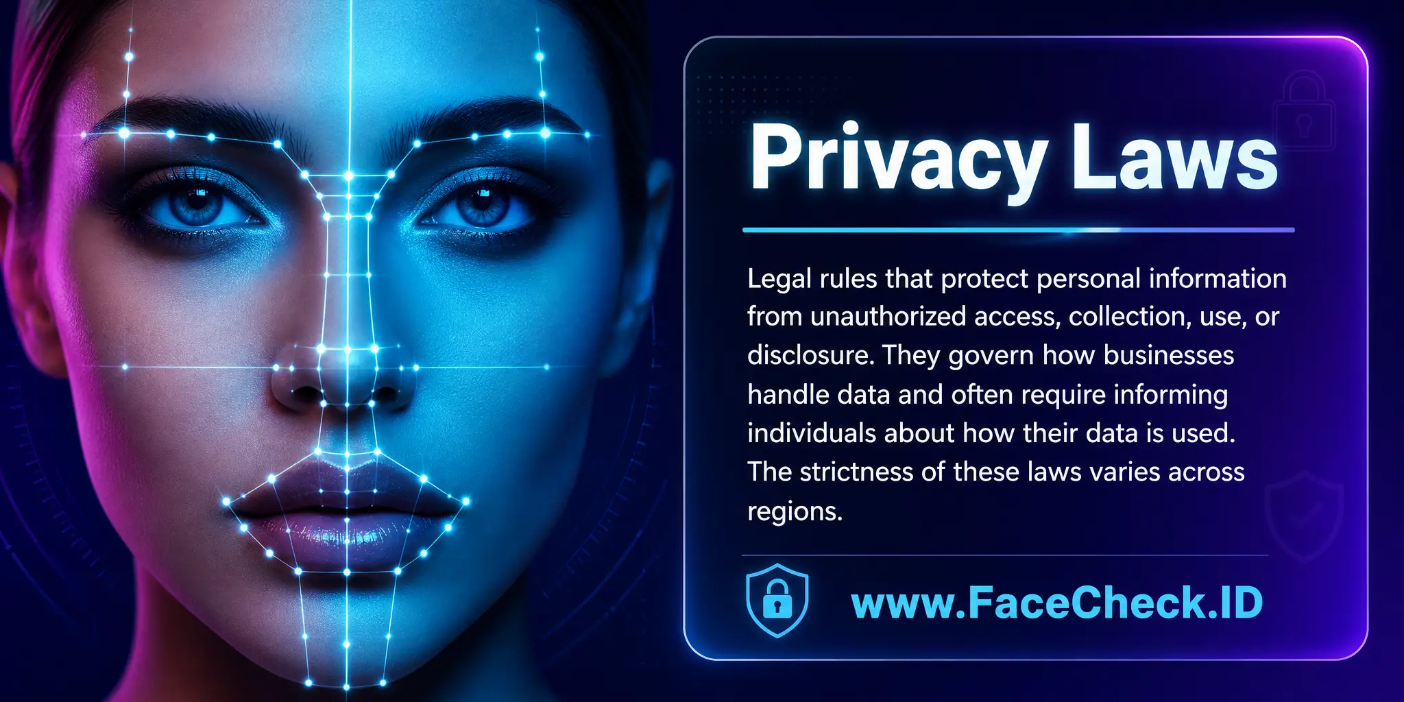 Privacy Laws are legal rules that safeguard personal information from unauthorized access, collection, use, or disclosure, and dictate how businesses handle data, often necessitating that individuals be informed about their data usage, with the strictness of these laws varying across different regions.