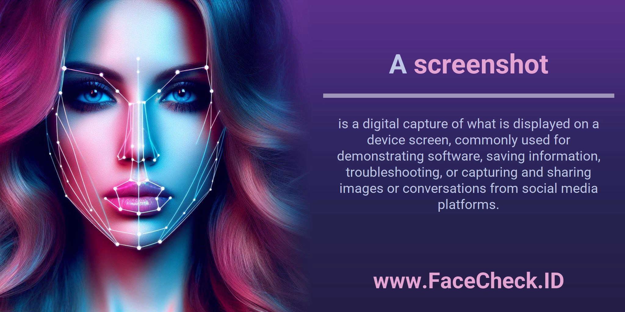 A screenshot is a digital capture of what is displayed on a device screen, commonly used for demonstrating software, saving information, troubleshooting, or capturing and sharing images or conversations from social media platforms.