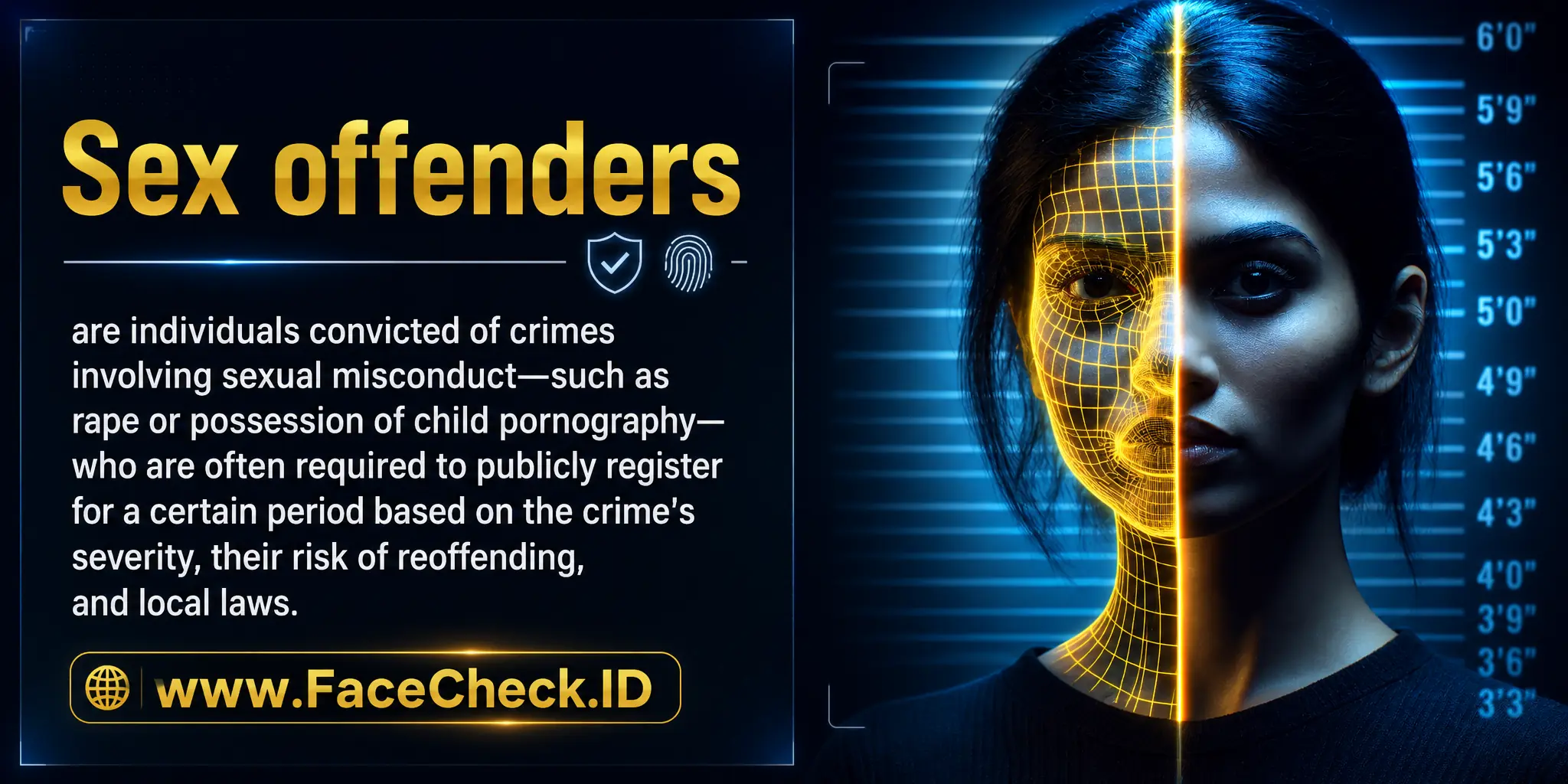 Sex offenders are individuals convicted of crimes involving sexual misconduct, such as rape or possession of child pornography, who are often required to publicly register for a certain period based on their crime's severity, their reoffending risk, and local laws.