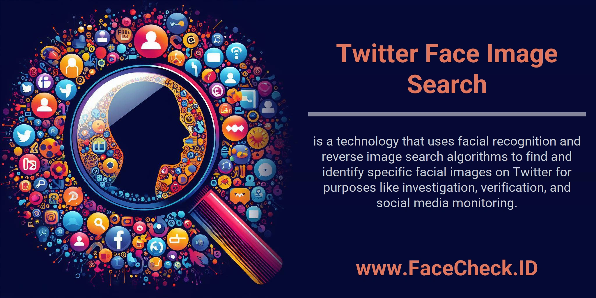 Twitter Face Image Search is a technology that uses facial recognition and reverse image search algorithms to find and identify specific facial images on Twitter for purposes like investigation, verification, and social media monitoring.