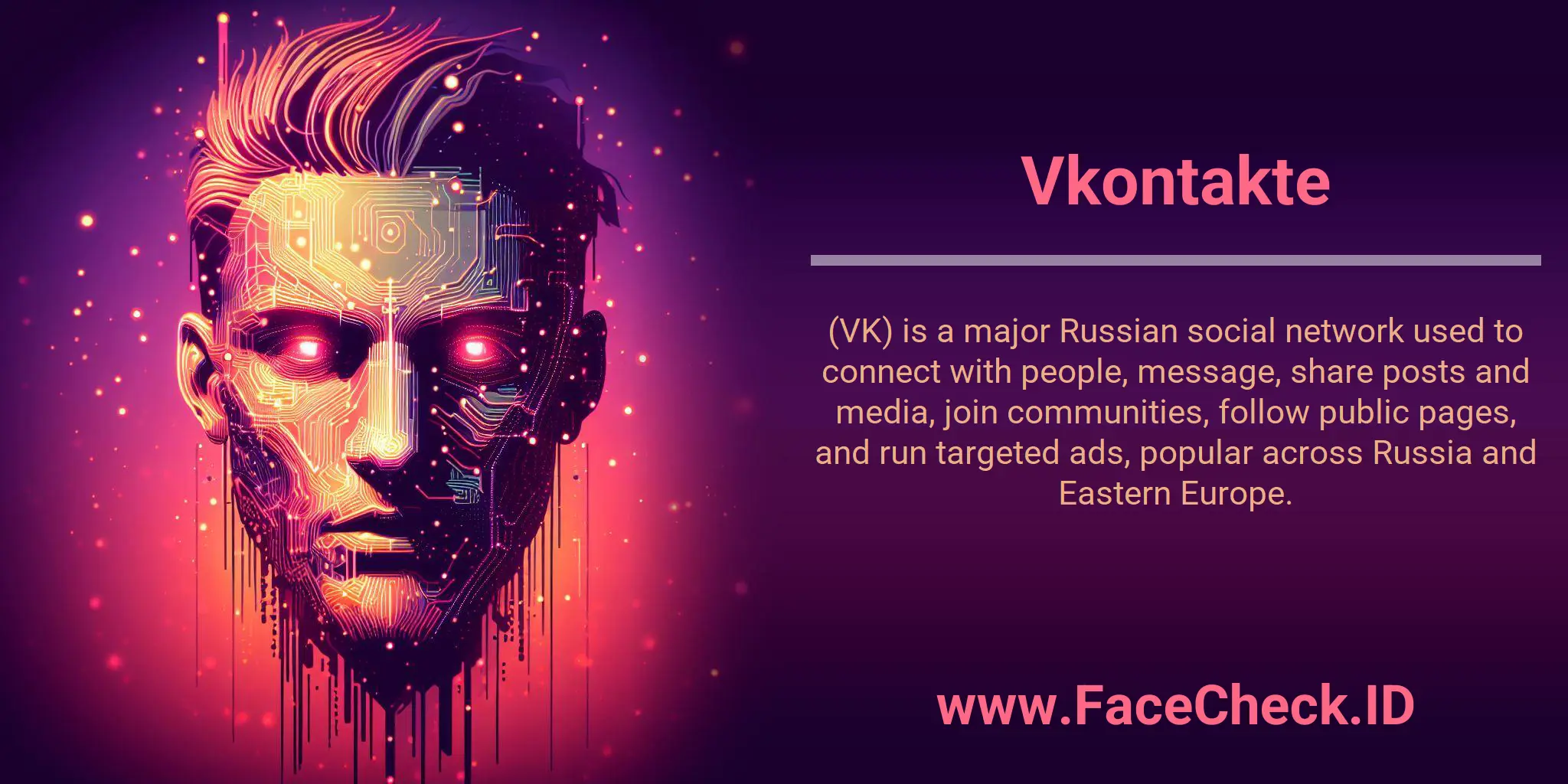 Vkontakte (VK) is a major Russian social network used to connect with people, message, share posts and media, join communities, follow public pages, and run targeted ads, popular across Russia and Eastern Europe.