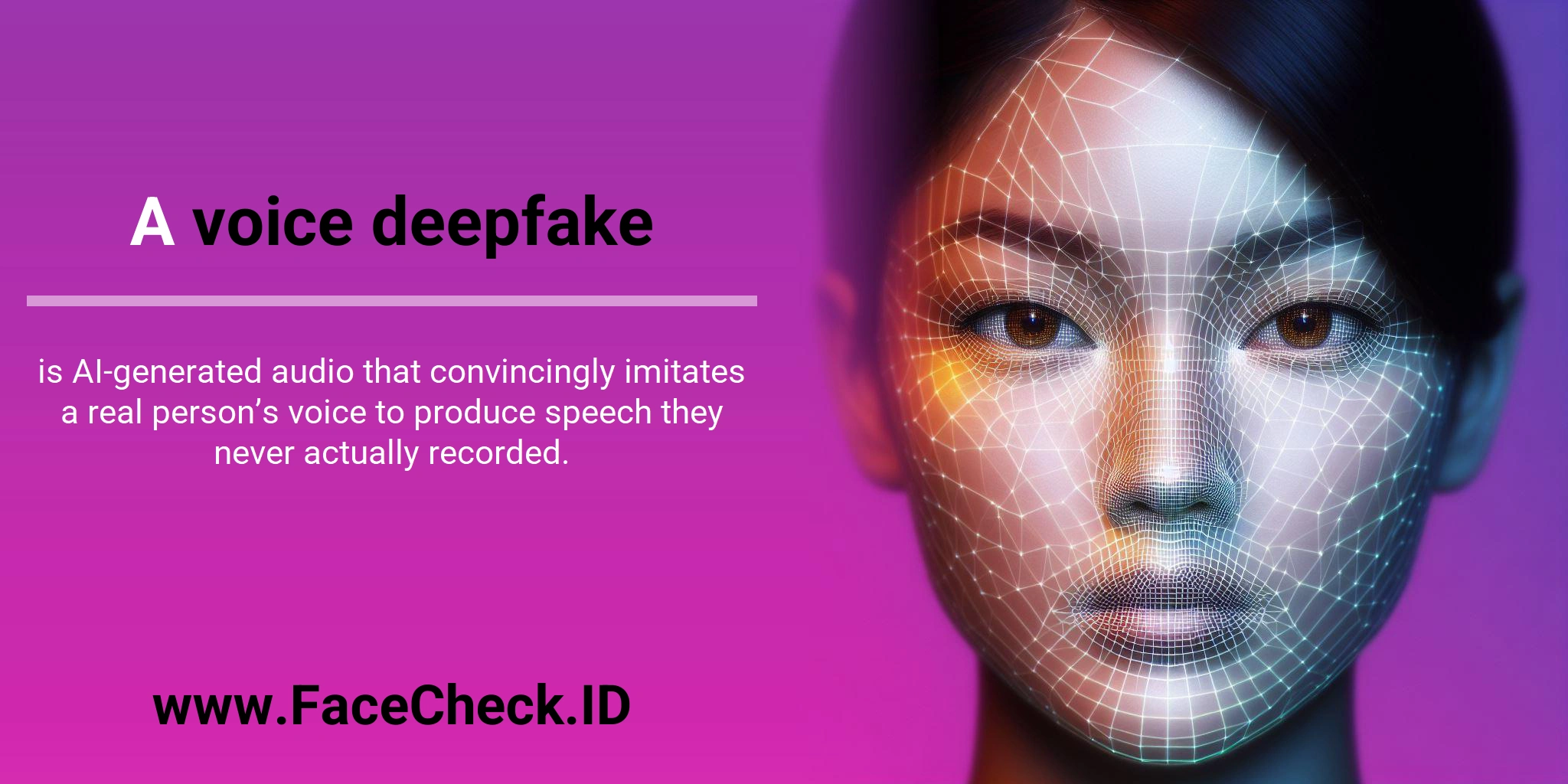 A voice deepfake is AI-generated audio that convincingly imitates a real person’s voice to produce speech they never actually recorded.
