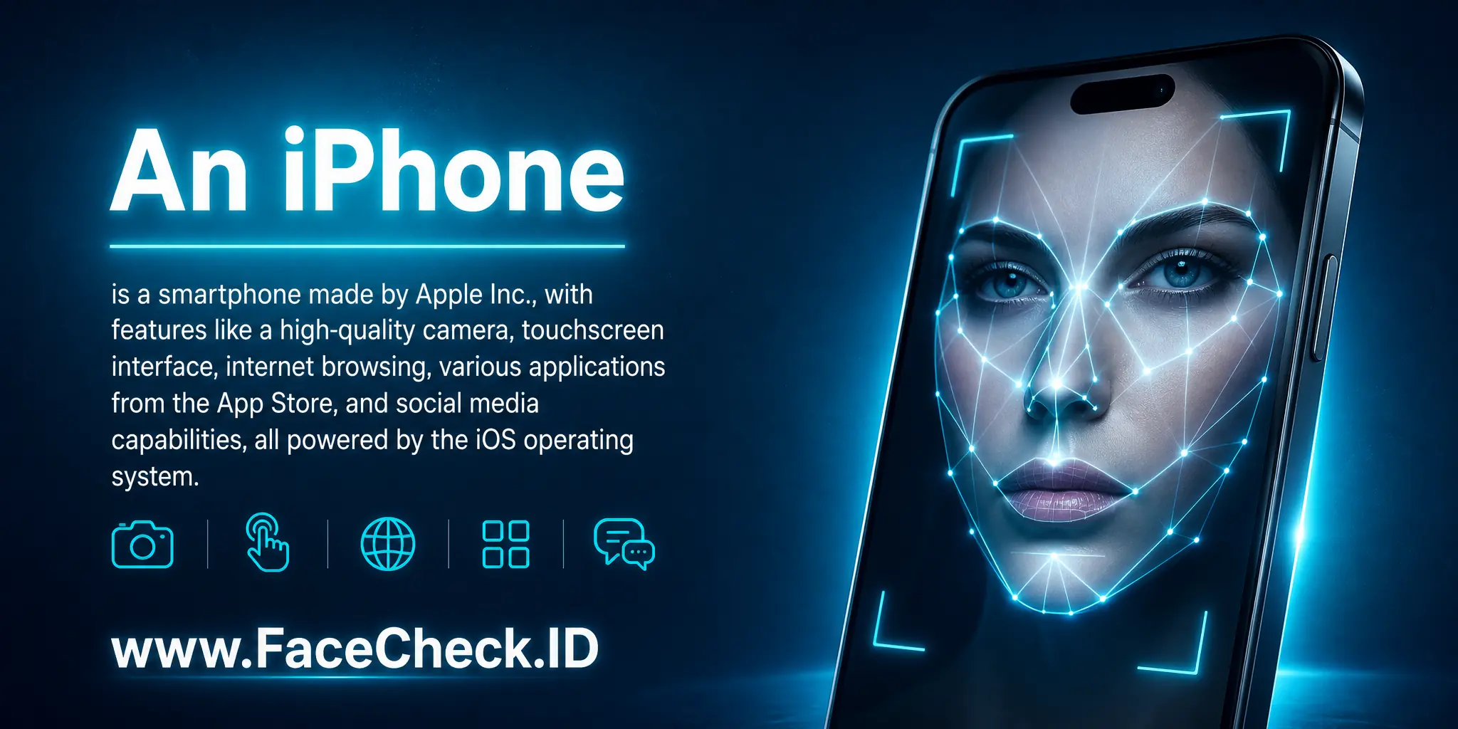 An iPhone is a smartphone made by Apple Inc., with features like a high-quality camera, touchscreen interface, internet browsing, various applications from the App Store, and social media capabilities, all powered by the iOS operating system.