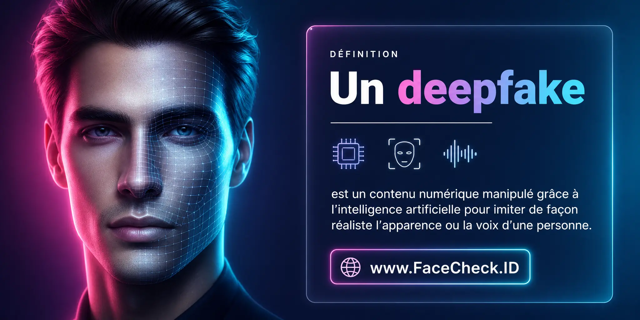 Un deepfake est un contenu numérique manipulé grâce à l’intelligence artificielle pour imiter de façon réaliste l’apparence ou la voix d’une personne.