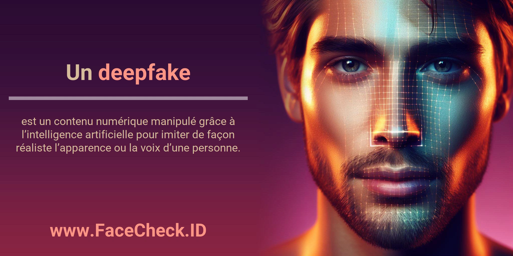 Un deepfake est un contenu numérique manipulé grâce à l’intelligence artificielle pour imiter de façon réaliste l’apparence ou la voix d’une personne.